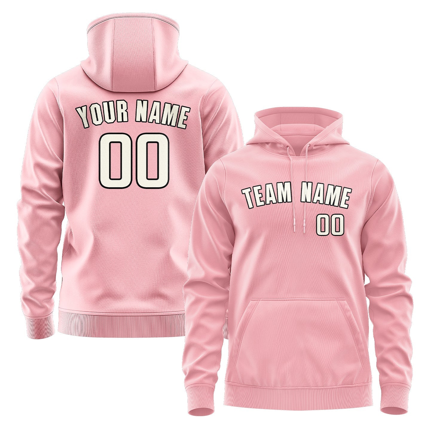 Sweat à capuche rose clair crème personnalisé 