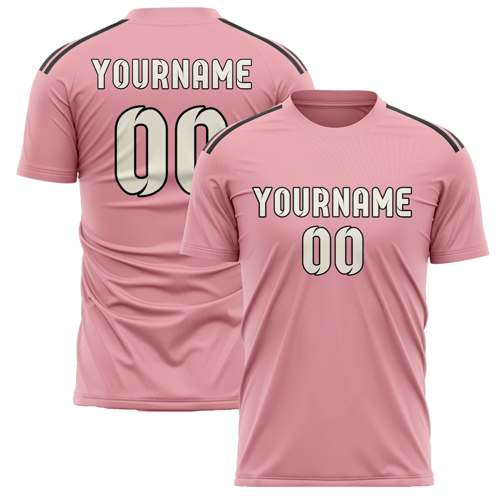 Maillot de football personnalisé rose clair et crème