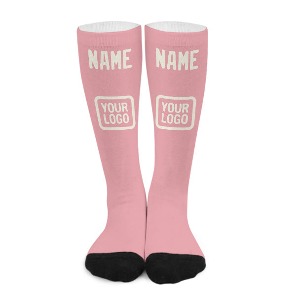 Chaussettes hautes personnalisées rose clair crème