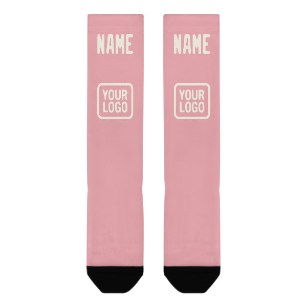 Chaussettes hautes personnalisées rose clair crème