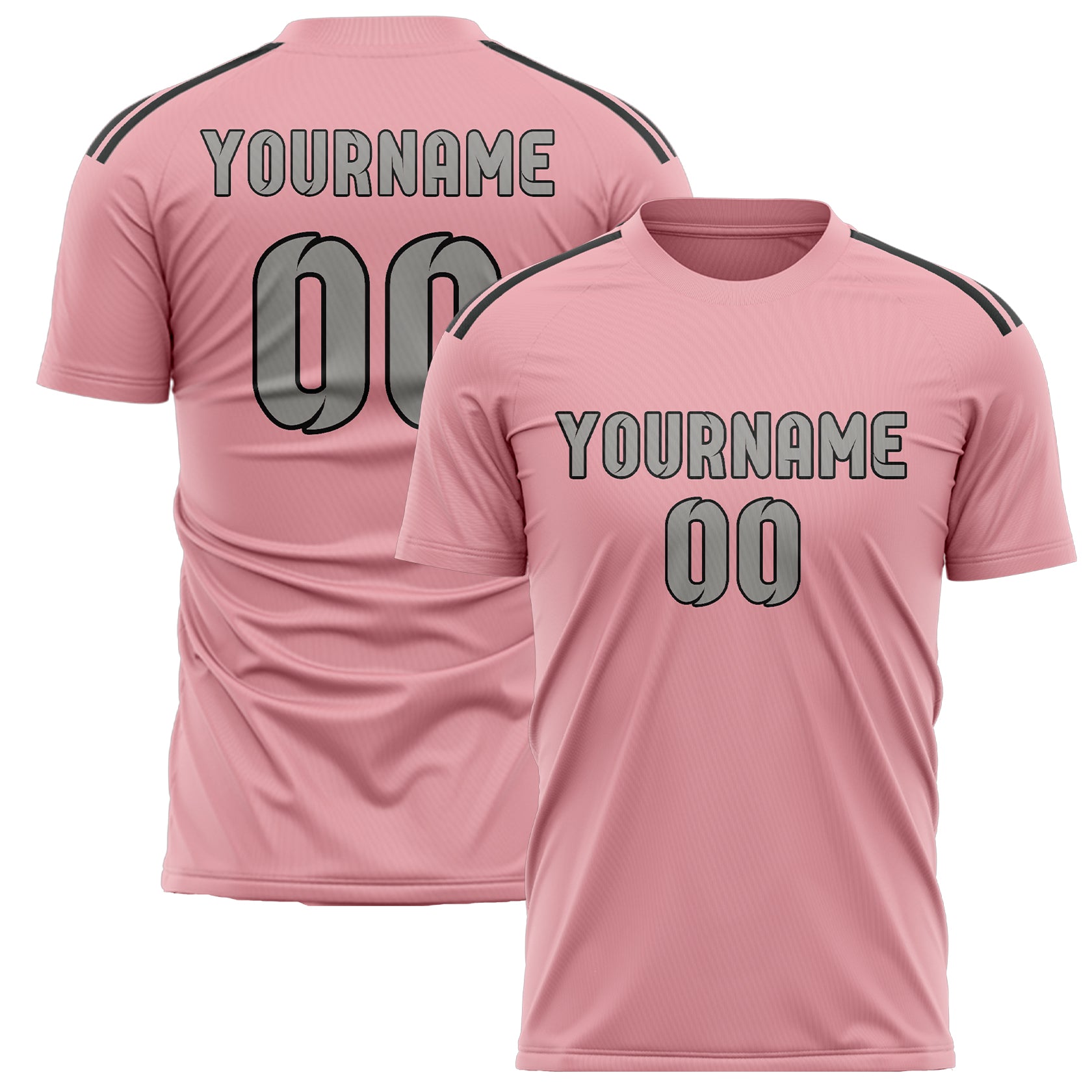 Maillot de football personnalisé rose clair et gris