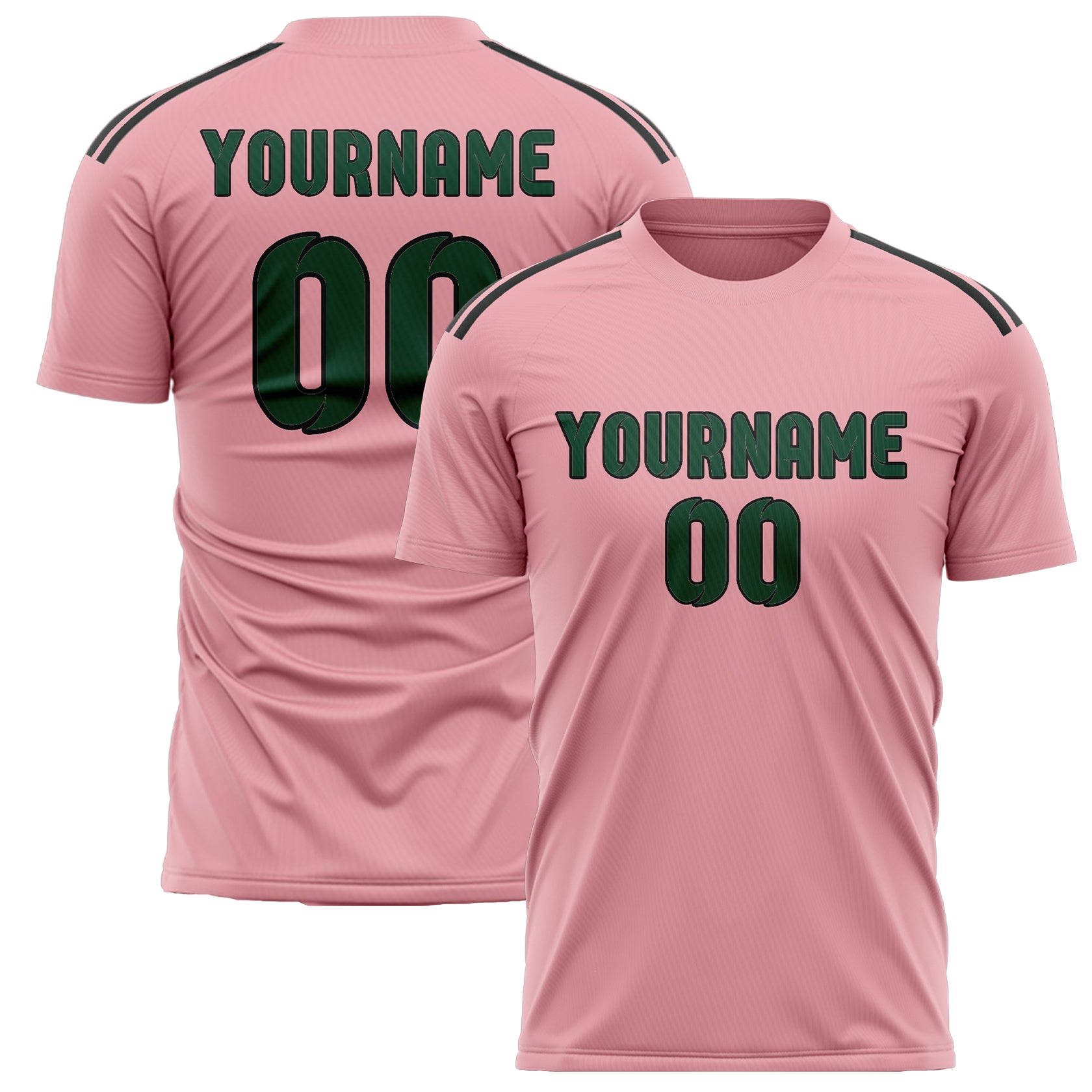Maillot de football personnalisé rose clair et vert