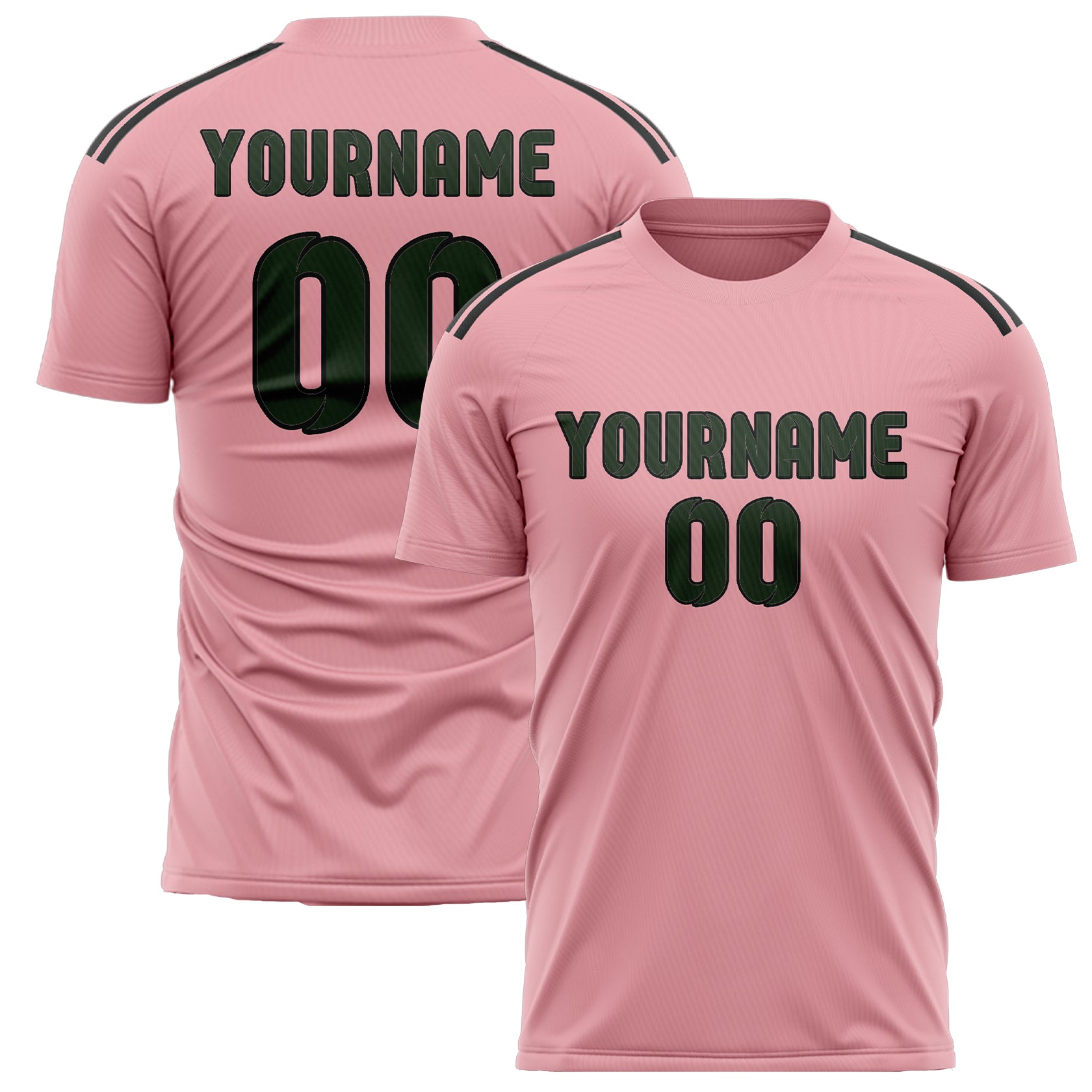 Maillot de football personnalisé rose clair et vert foncé