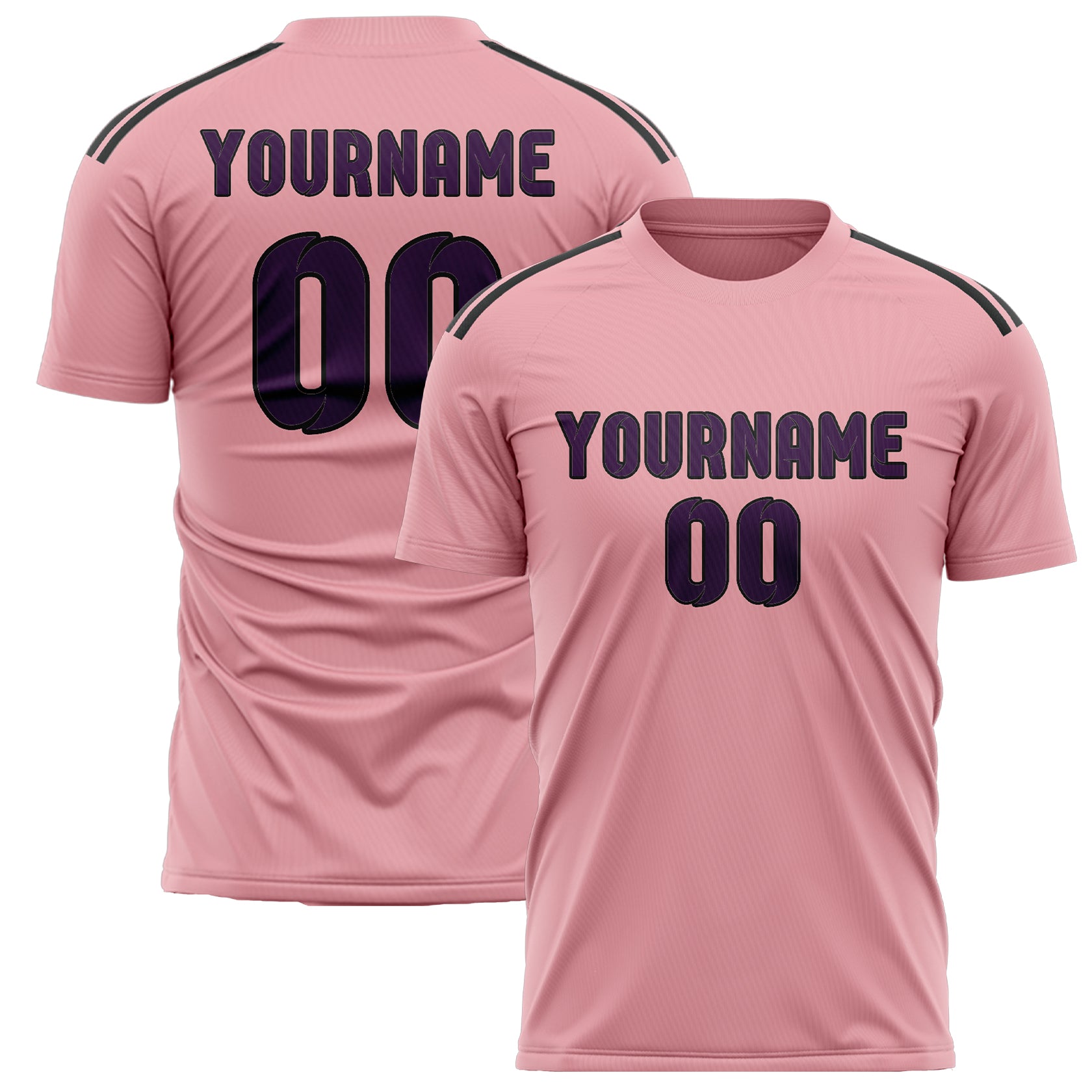 Maillot de football personnalisé rose clair et violet