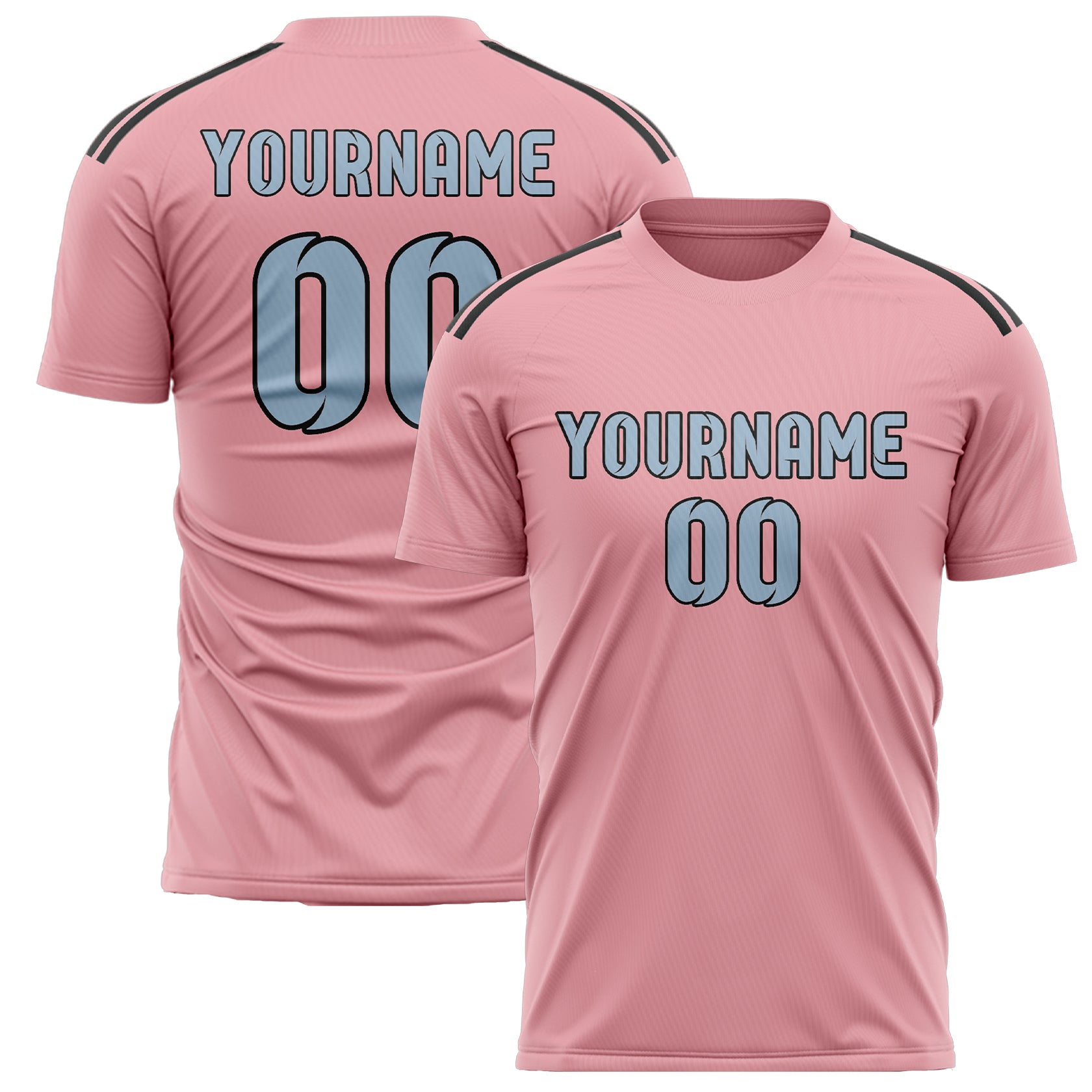 Maillot de football personnalisé rose clair et bleu clair