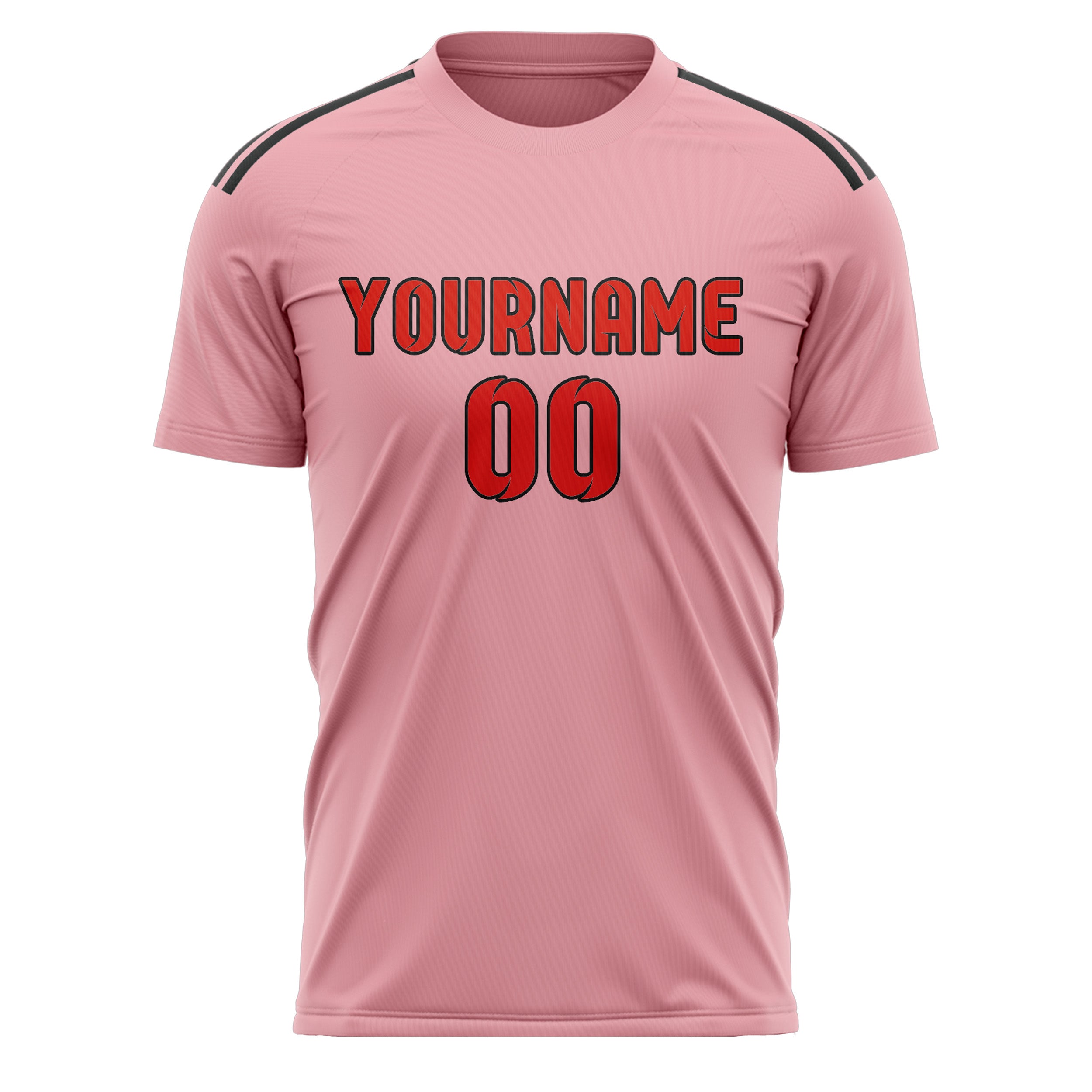 Maillot de football personnalisé rose clair, orange et rouge