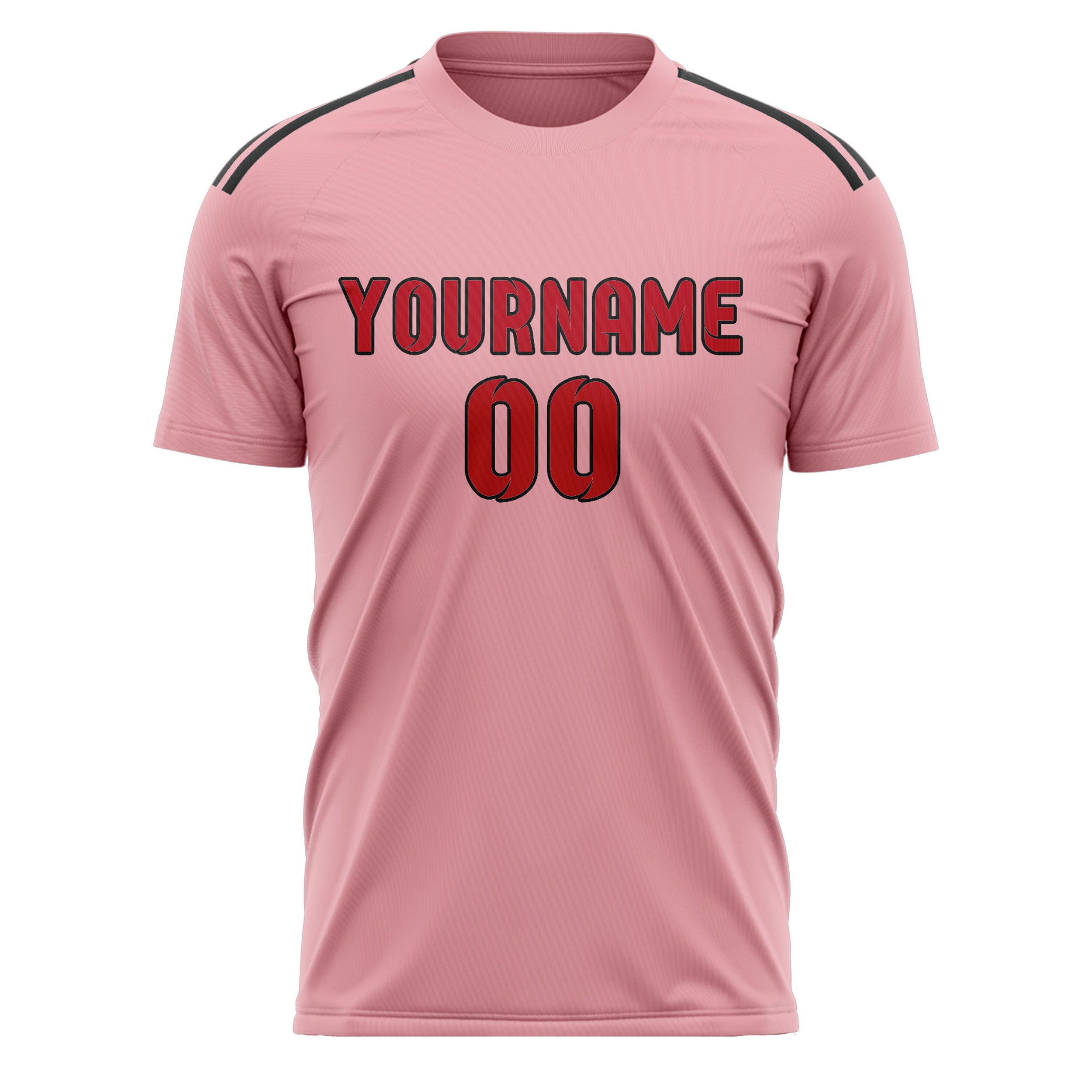 Maillot de football personnalisé rose clair et rouge