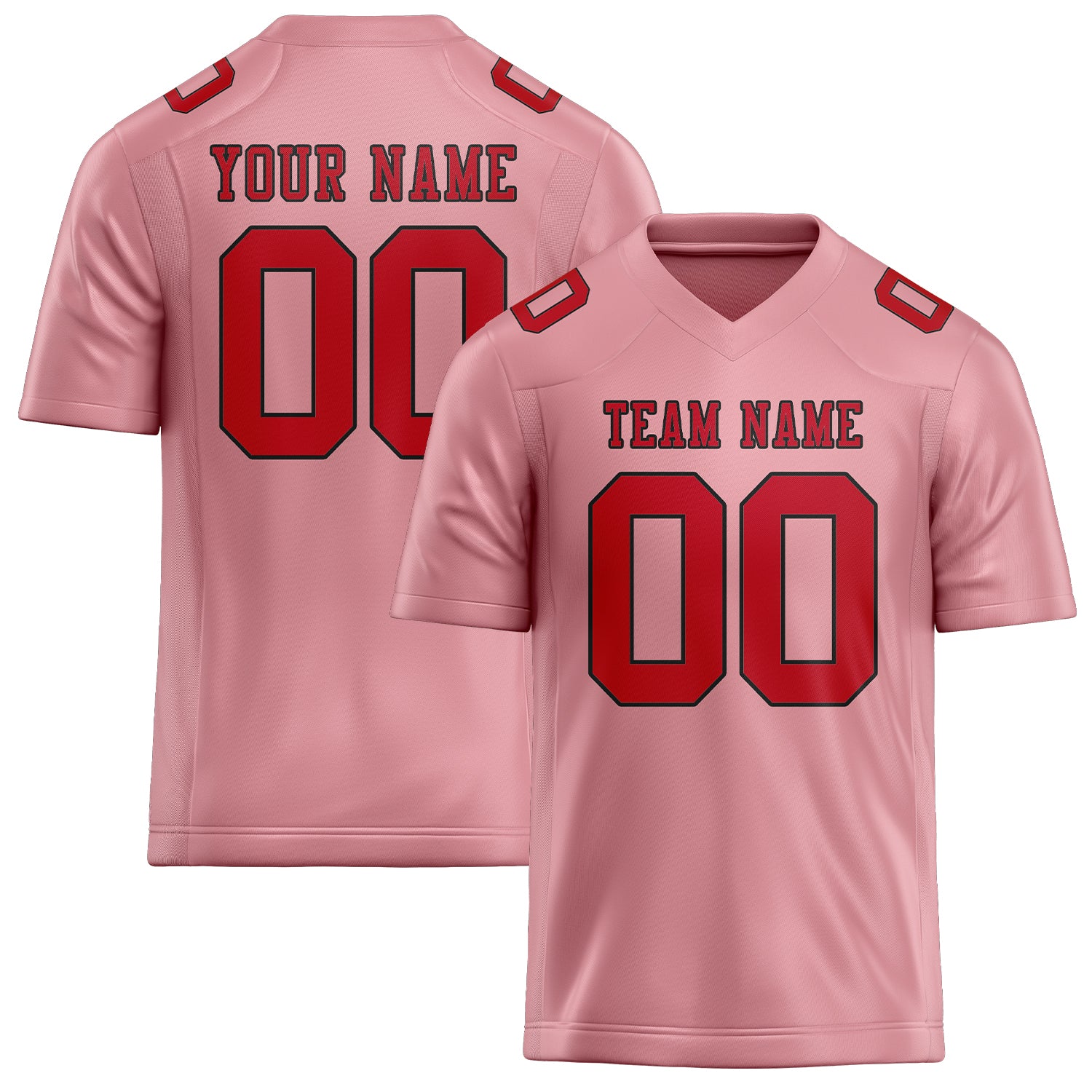 Maillot de football personnalisé rose clair et rouge
