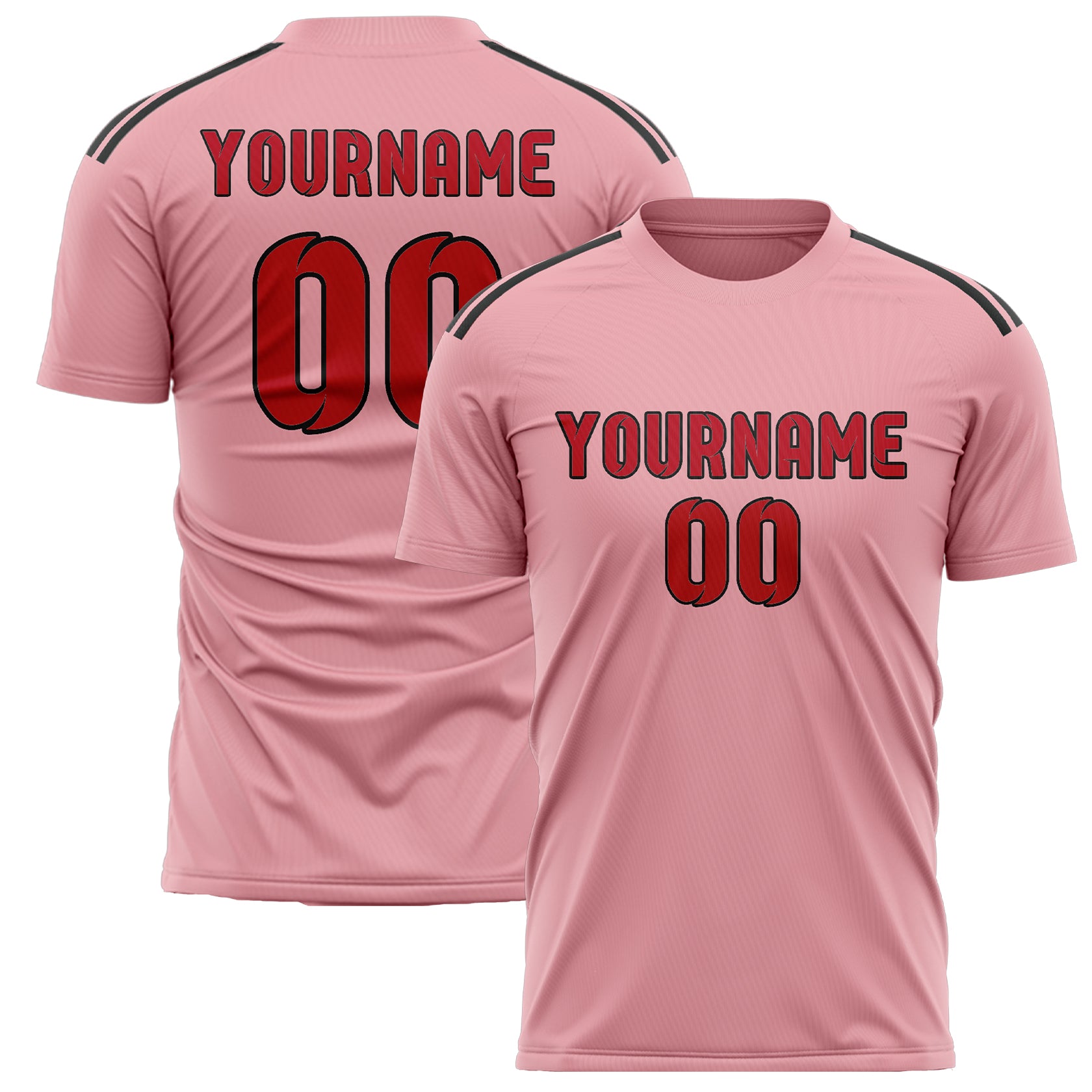 Maillot de football personnalisé rose clair et rouge