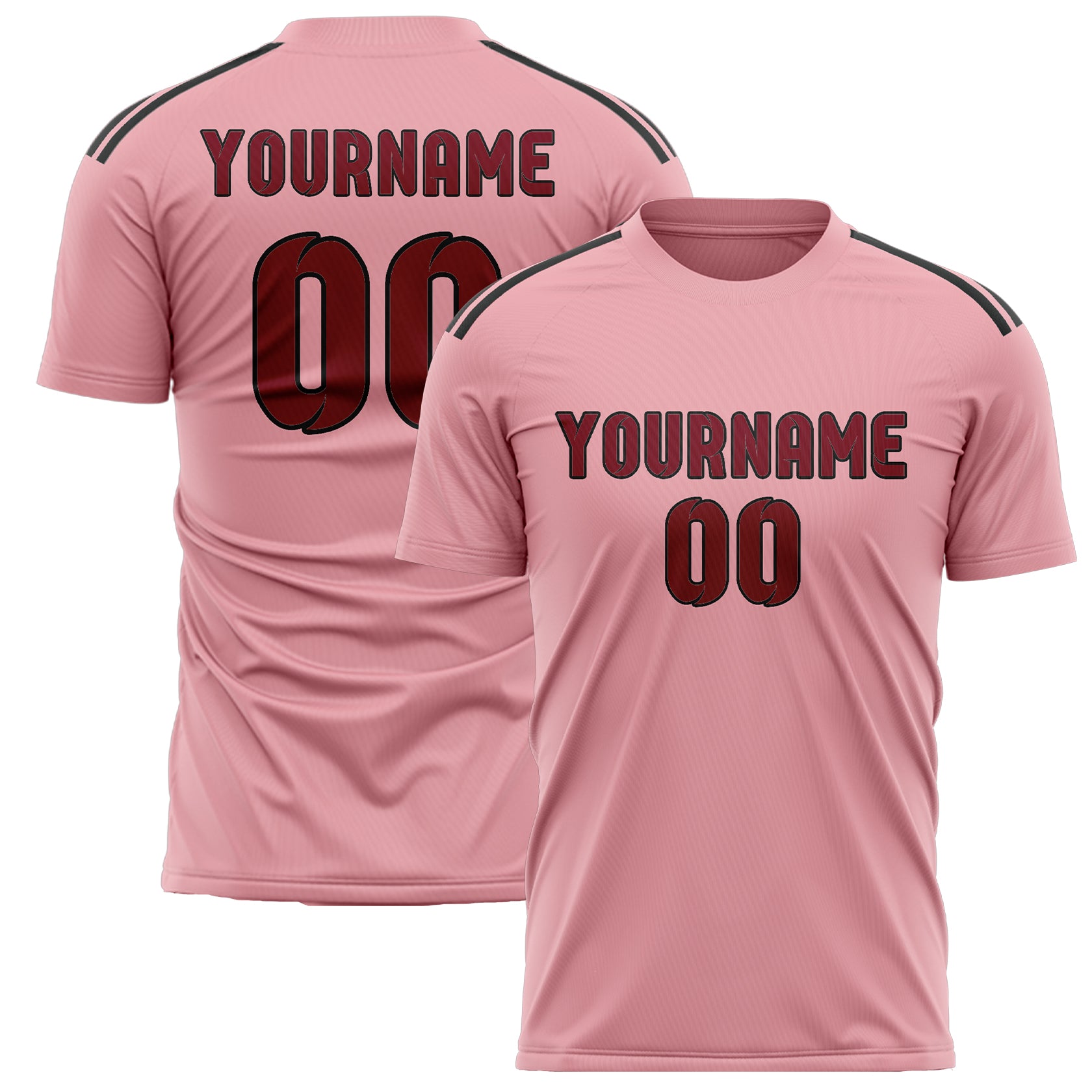 Maillot de football personnalisé rose clair et rouge cramoisi