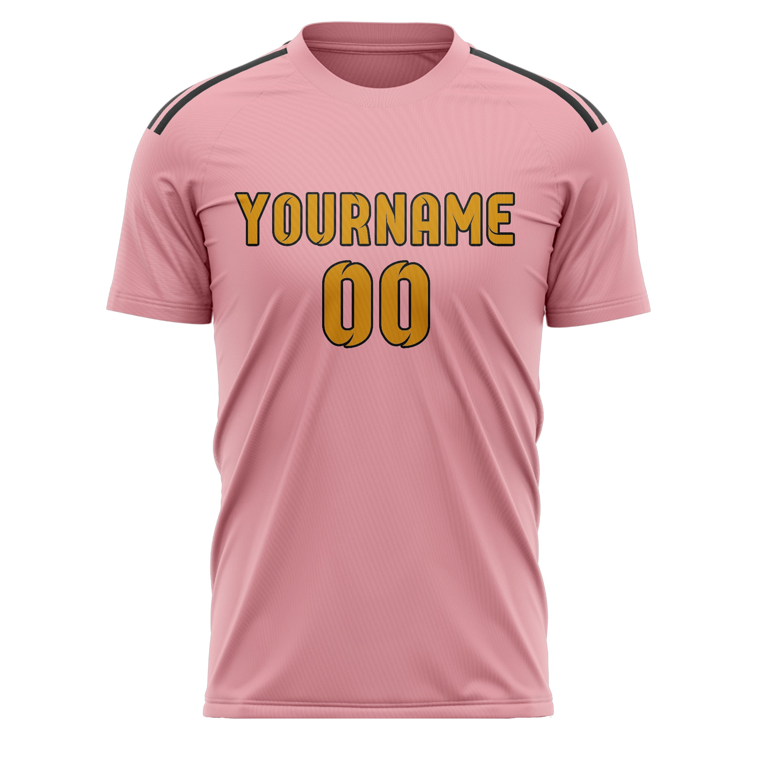 Maillot de football personnalisé rose clair et jaune