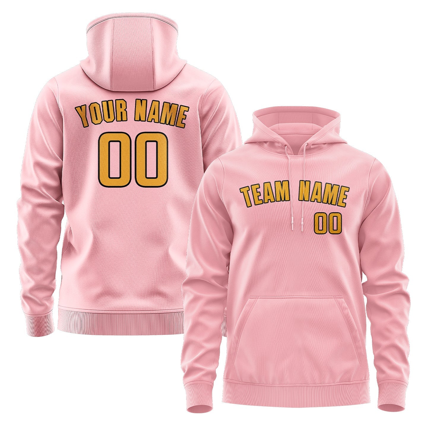 Sweat à capuche personnalisé rose clair et jaune 