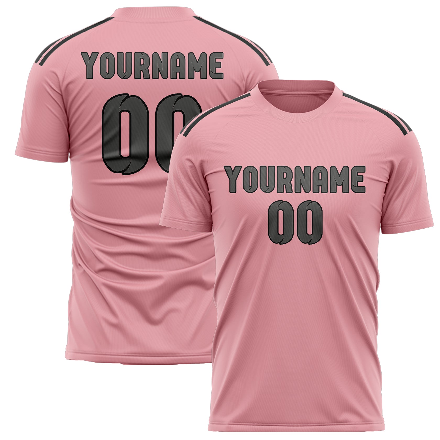 Maillot de football personnalisé rose clair et gris foncé