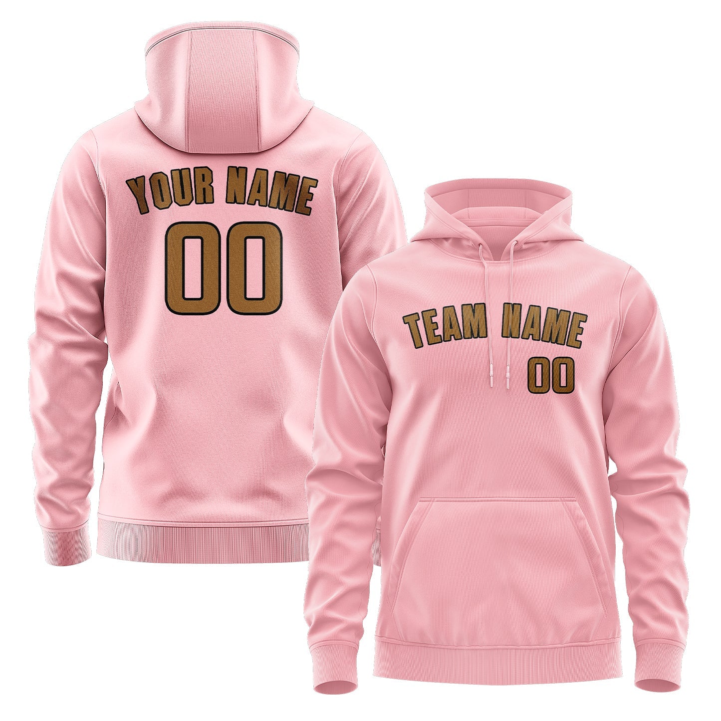 Sweat à capuche kaki rose clair personnalisé 