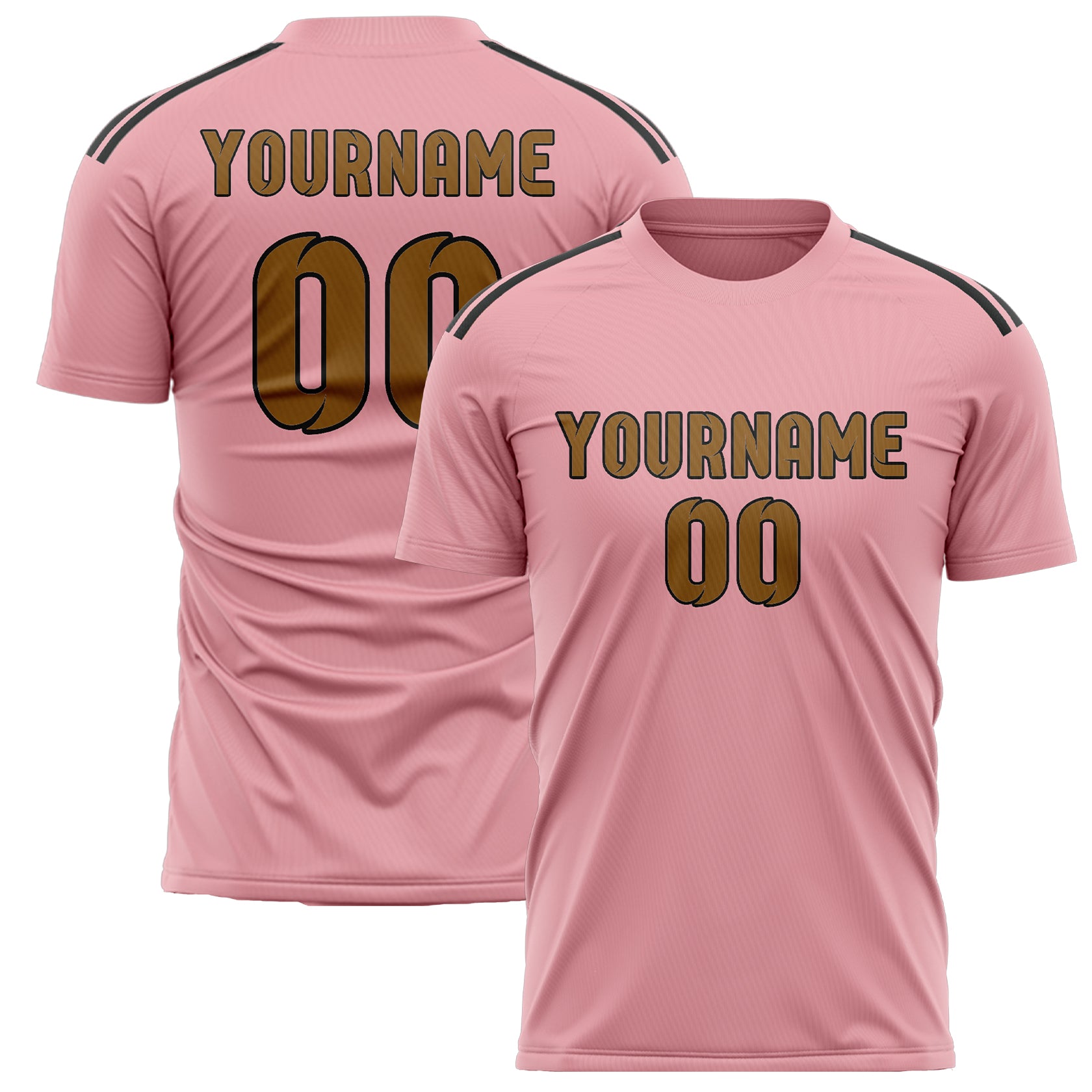 Maillot de football personnalisé rose clair et kaki