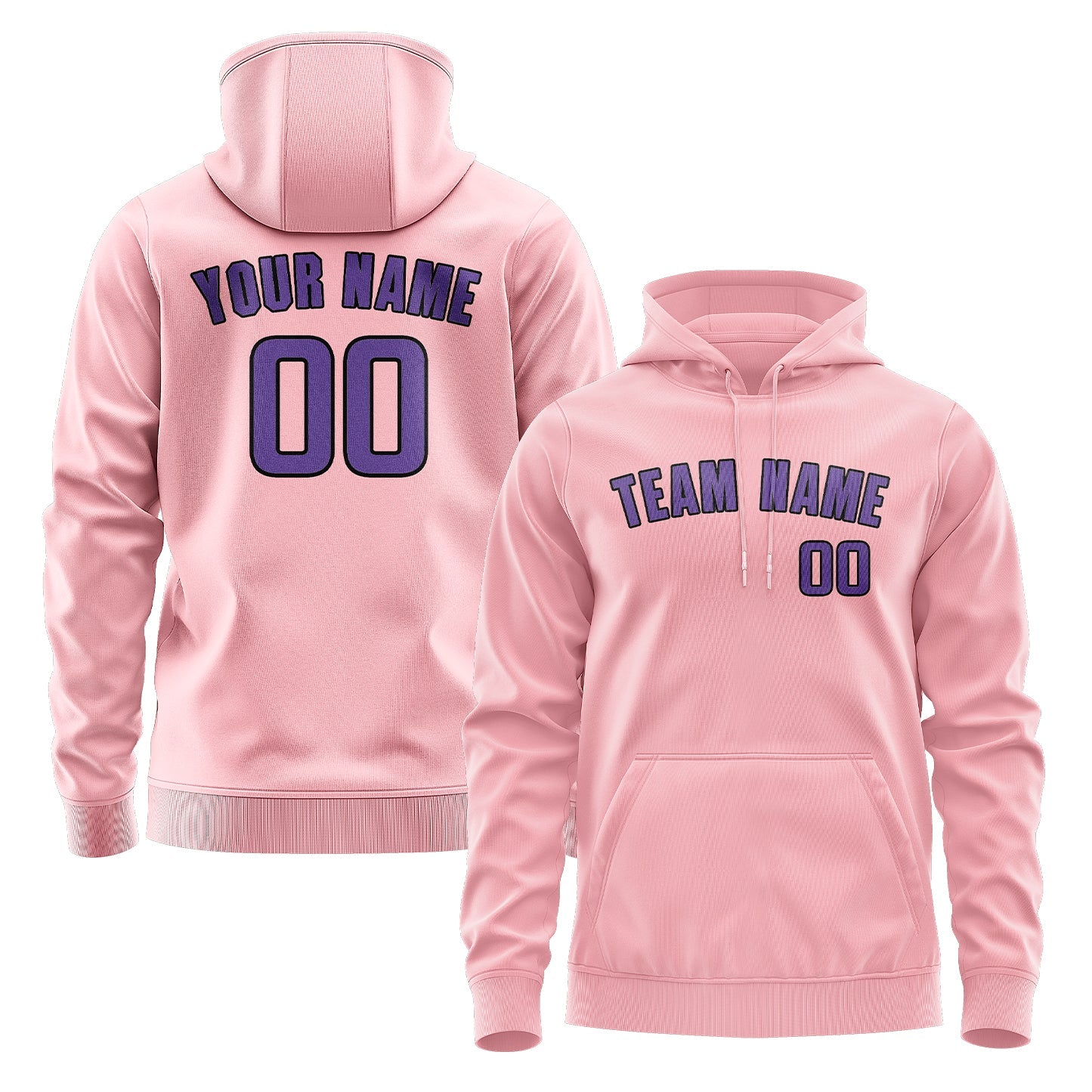 Sweat à capuche personnalisé rose clair et violet clair 