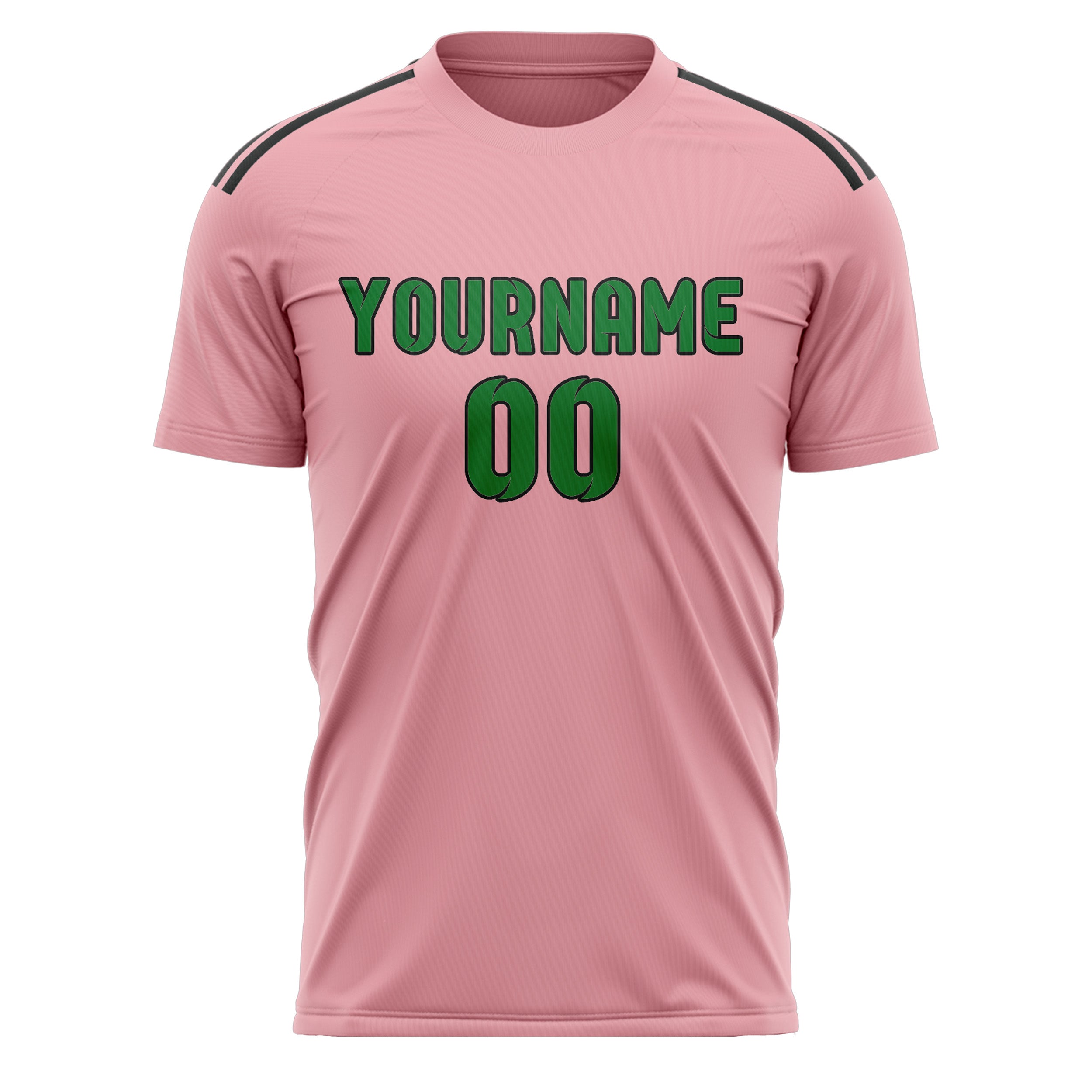Maillot de football personnalisé rose clair et vert émeraude