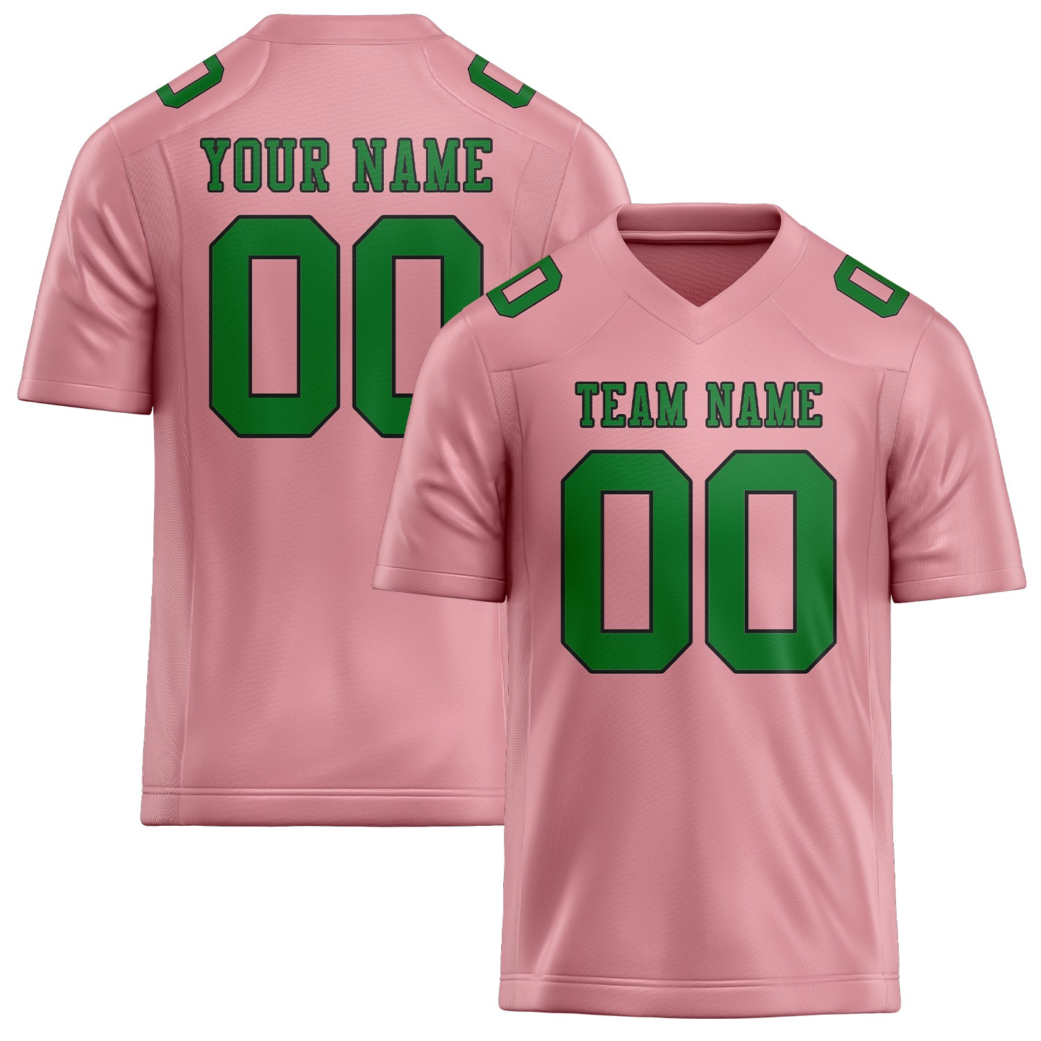 Maillot de football personnalisé rose clair et vert émeraude