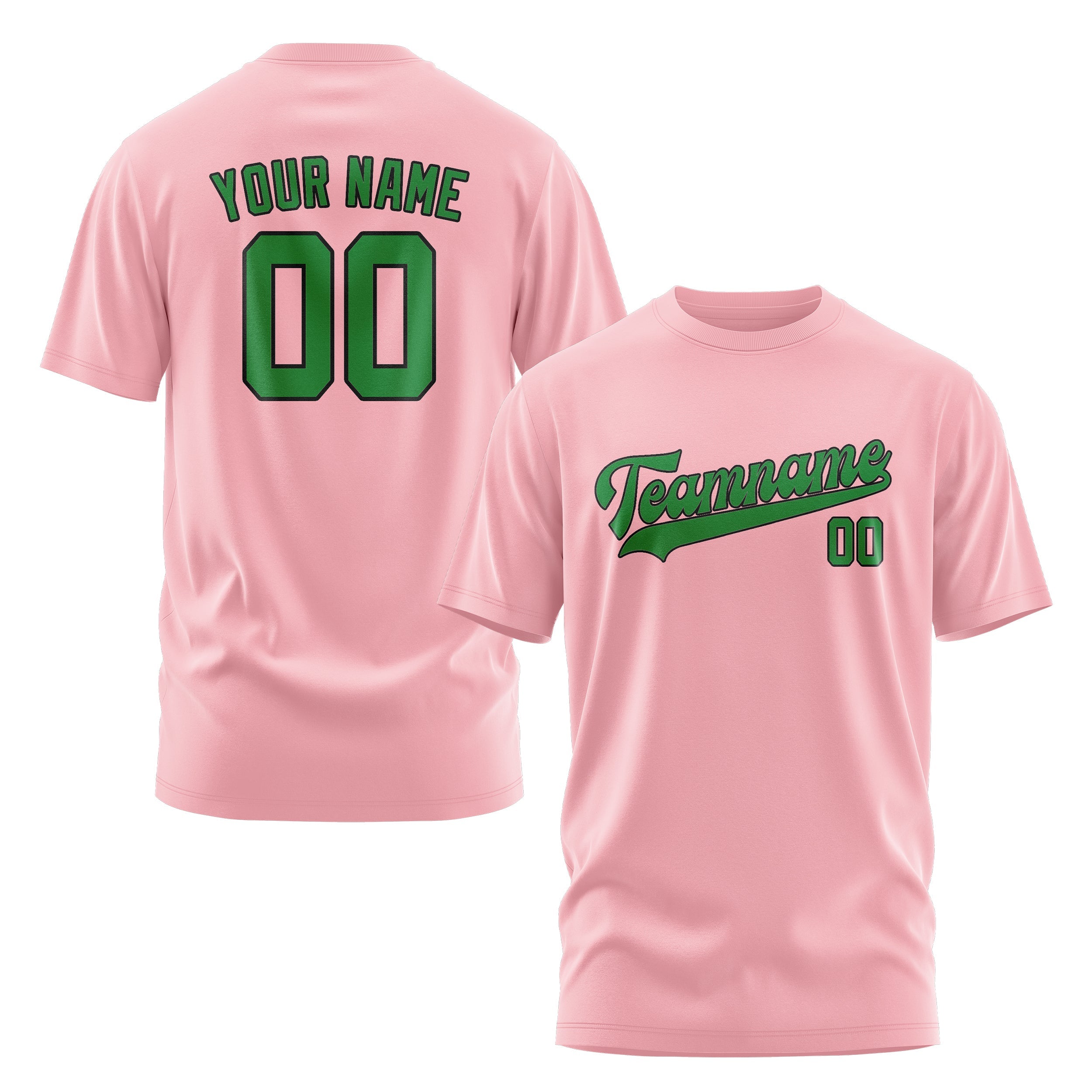 T-shirt personnalisé rose clair et vert émeraude