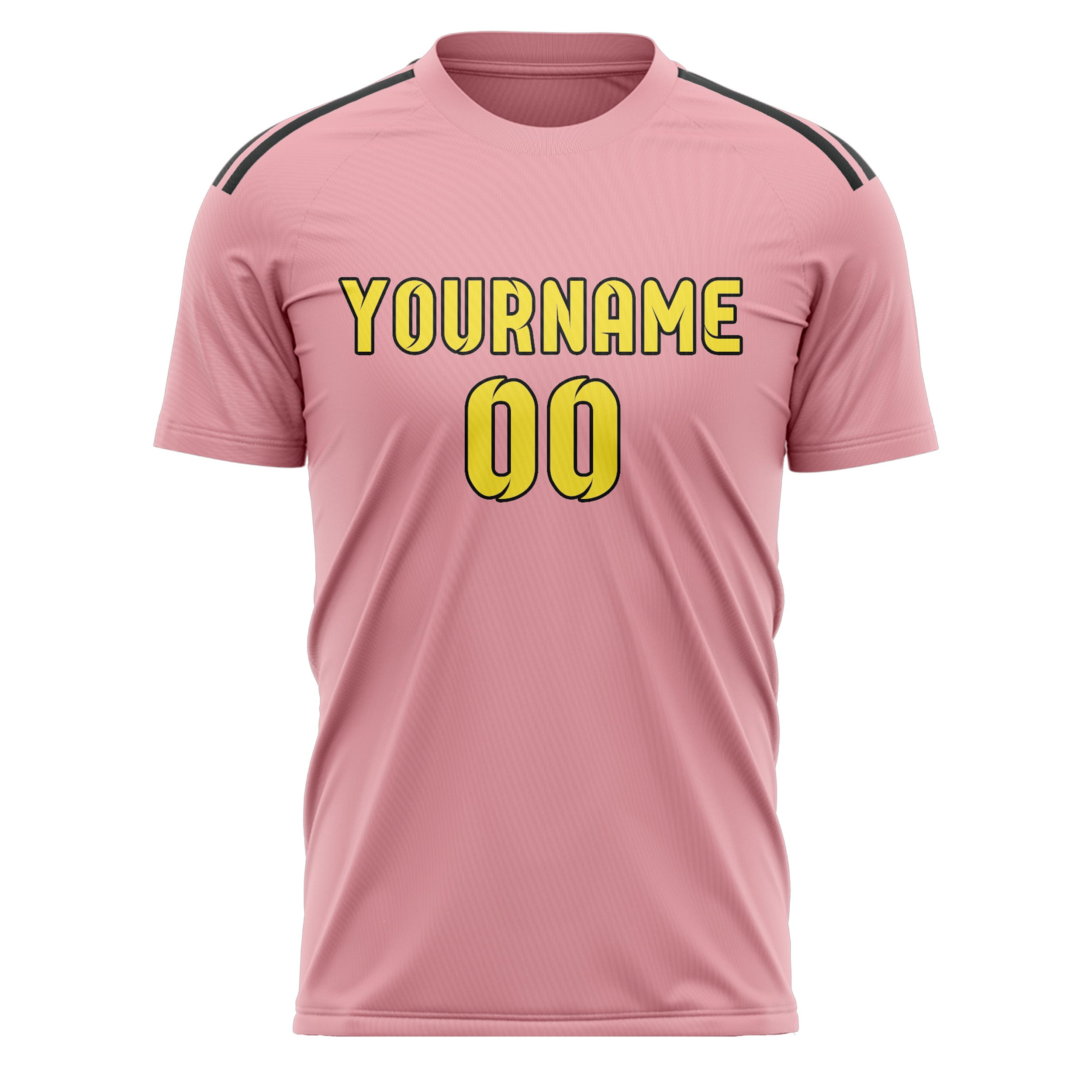 Maillot de football personnalisé rose clair et jaune clair