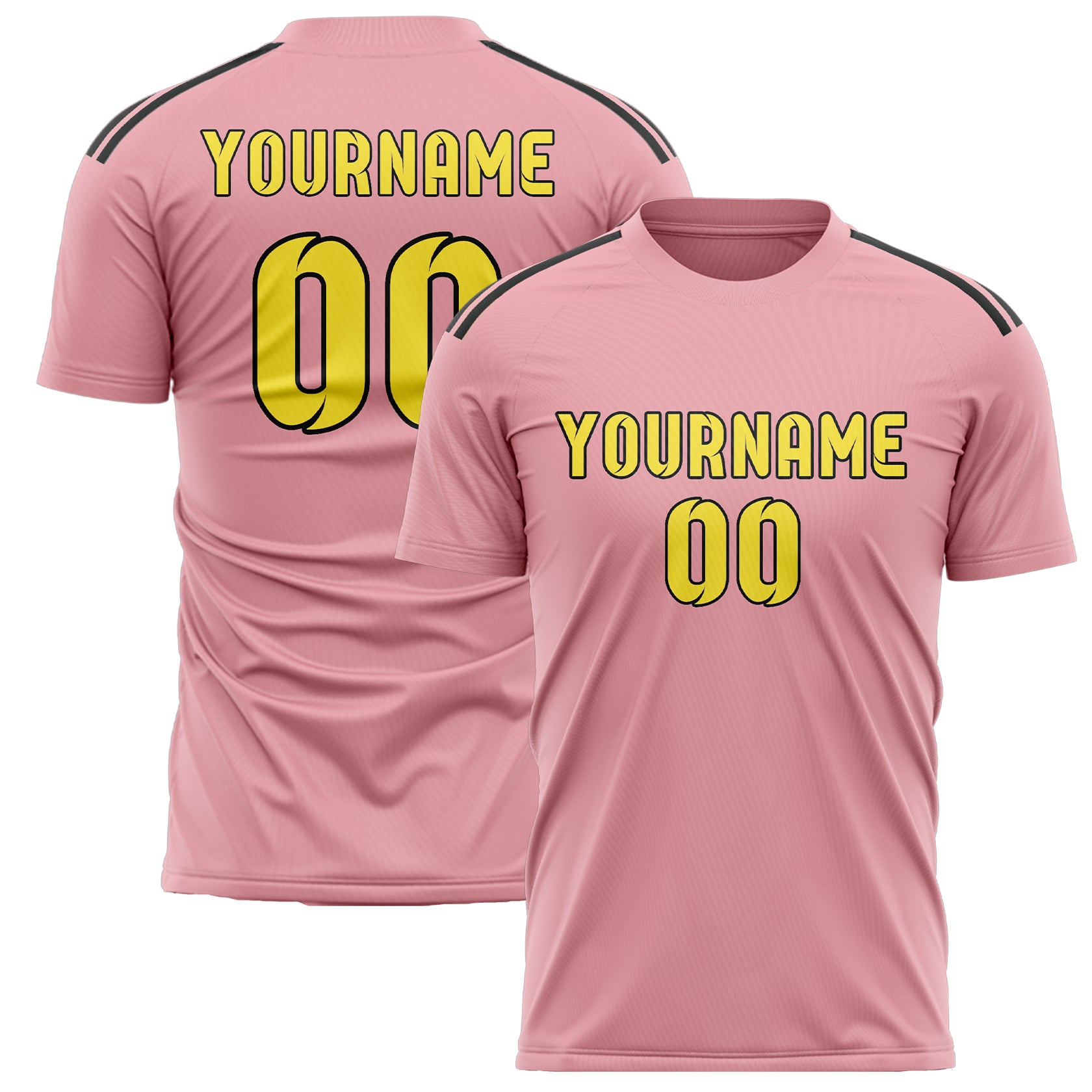 Maillot de football personnalisé rose clair et jaune clair