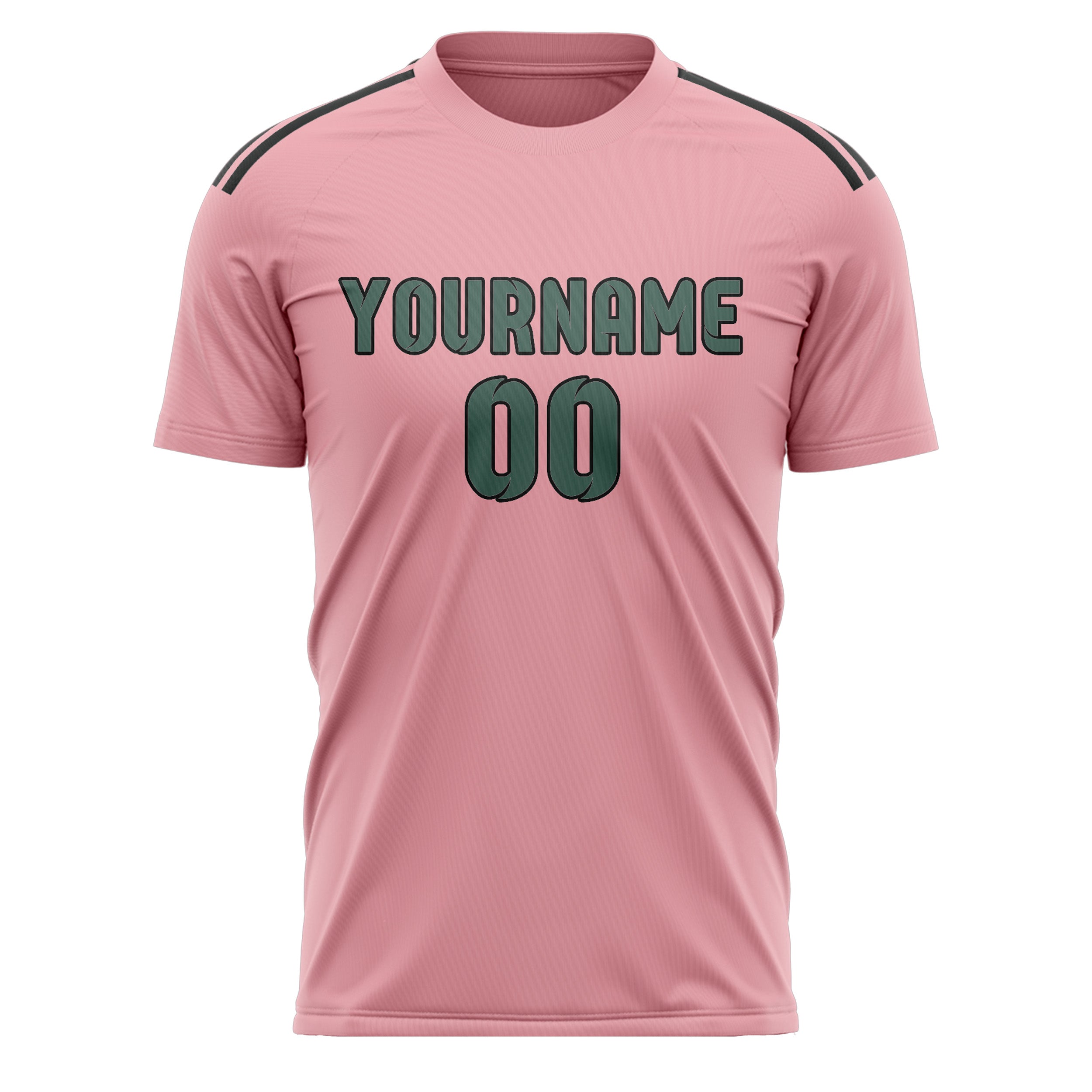 Maillot de football personnalisé rose clair, bleu et vert
