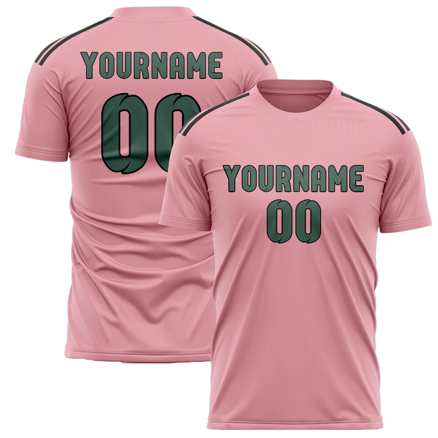 Maillot de football personnalisé rose clair, bleu et vert