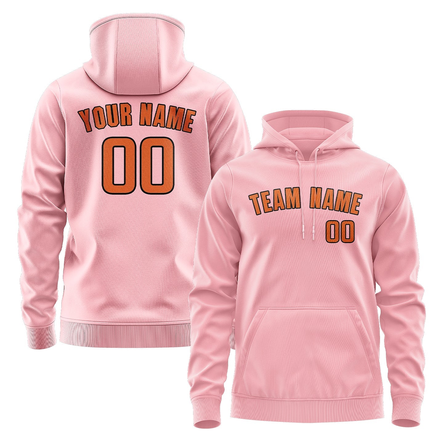 Sweat à capuche rose clair orange personnalisé 