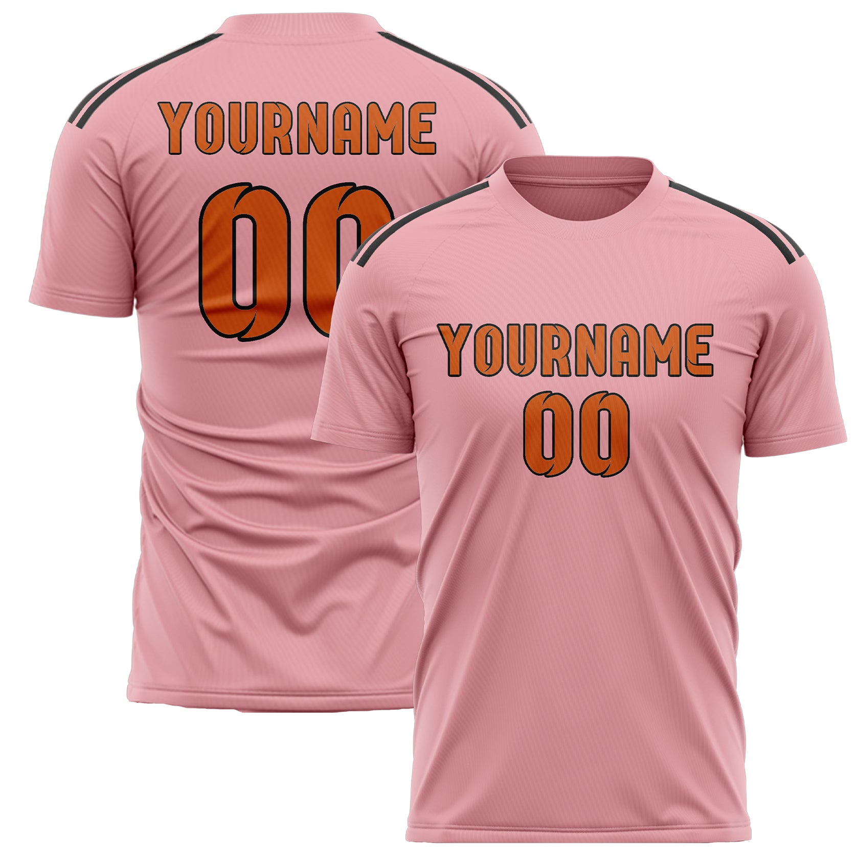 Maillot de football personnalisé rose clair et orange