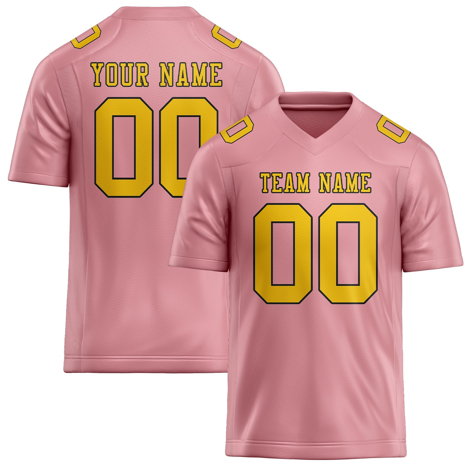Maillot de football personnalisé rose clair et or