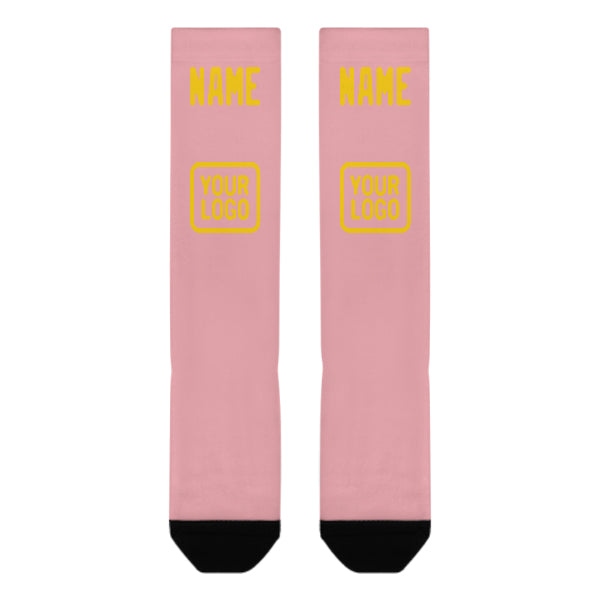 Chaussettes hautes personnalisées rose clair et or