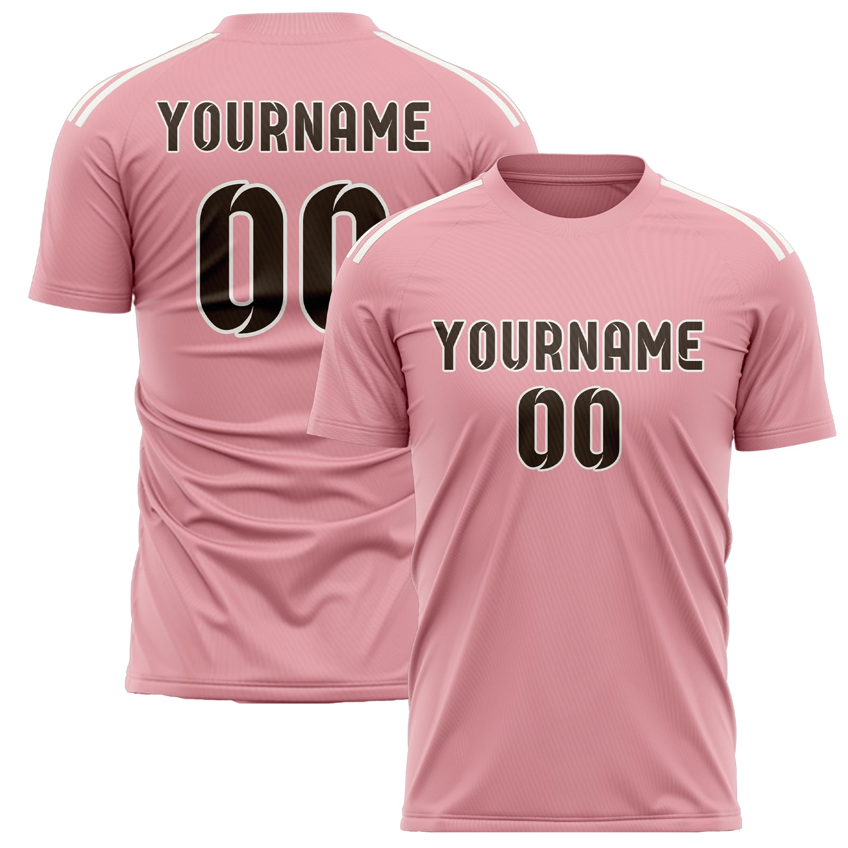 Maillot de football personnalisé rose clair et marron