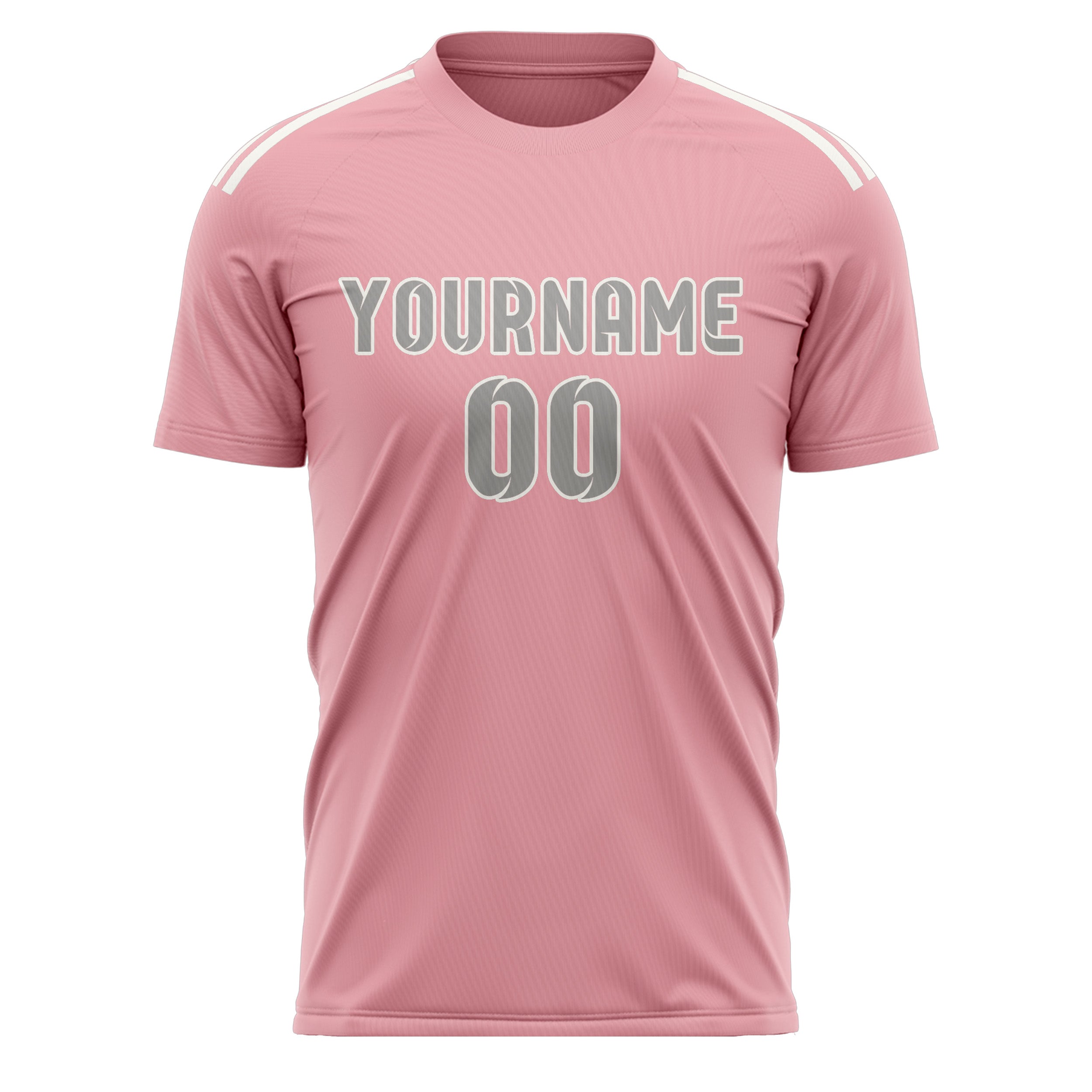 Maillot de football personnalisé rose clair et gris
