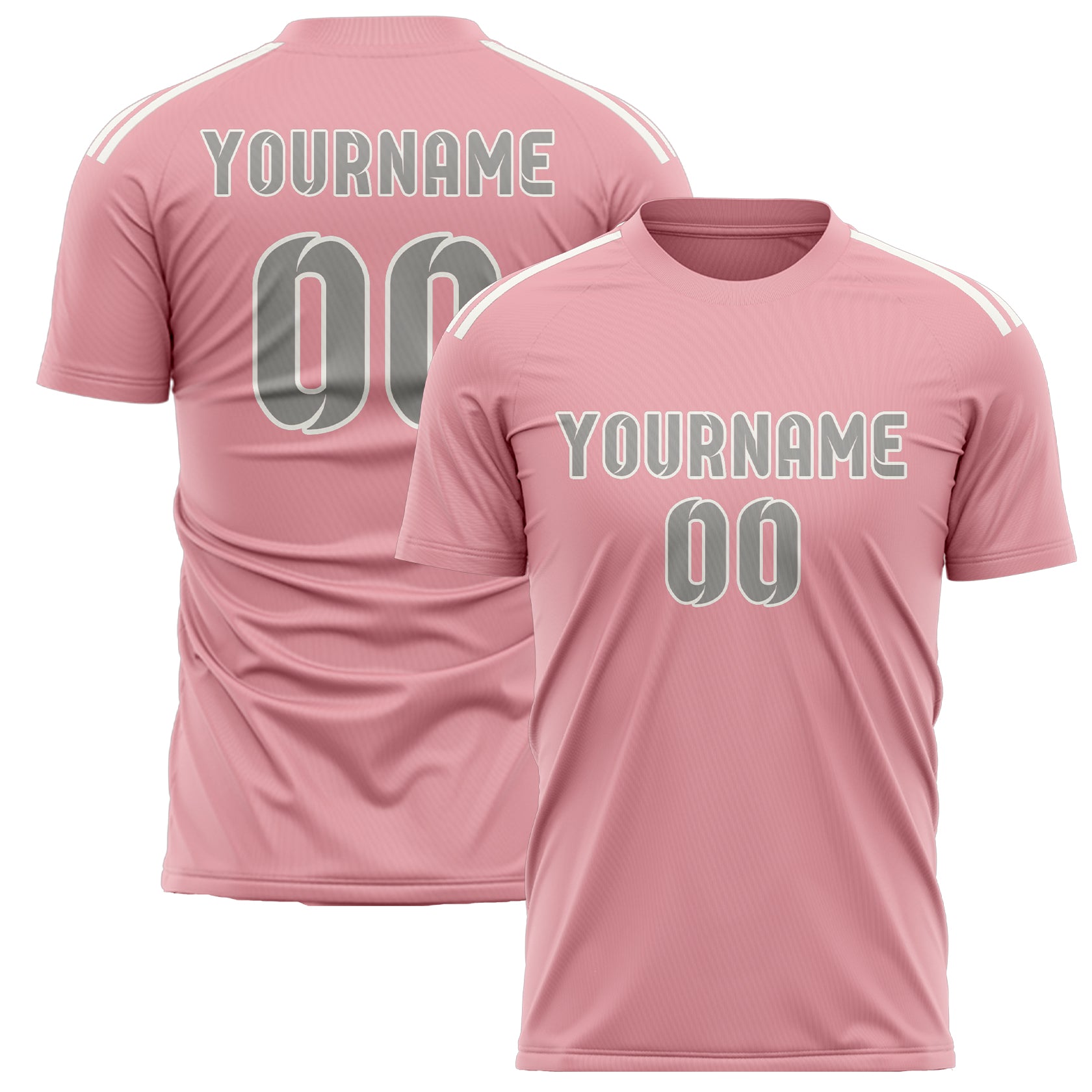 Maillot de football personnalisé rose clair et gris