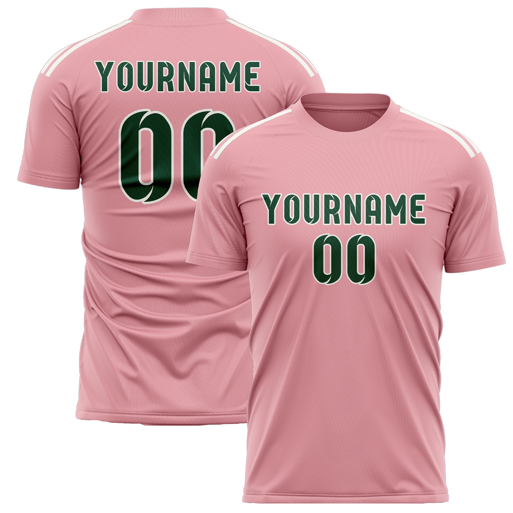 Maillot de football personnalisé rose clair et vert
