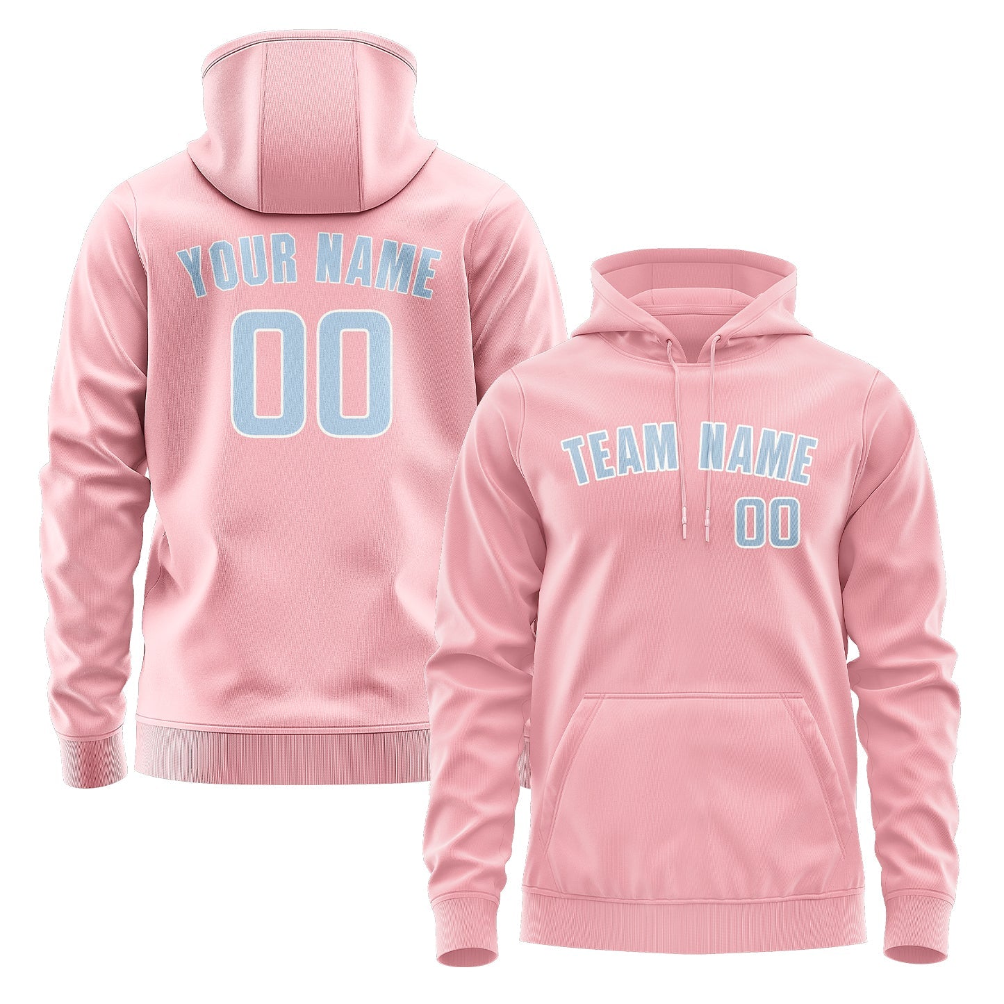 Sweat à capuche personnalisé rose clair et bleu clair 