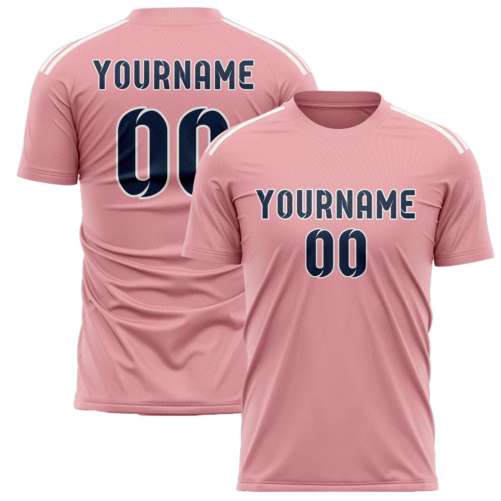 Maillot de football personnalisé rose clair et bleu