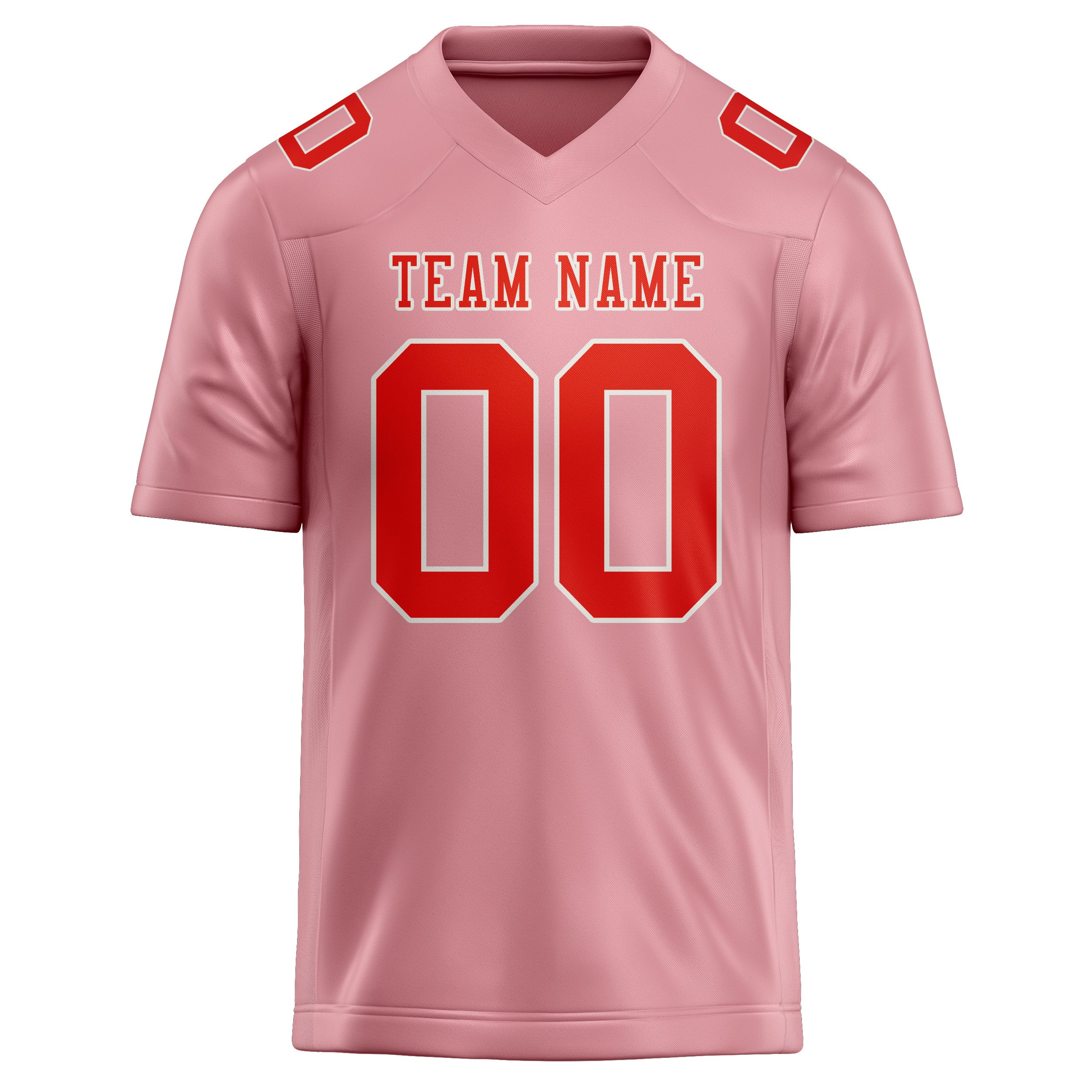 Maillot de football personnalisé rose clair, orange et rouge