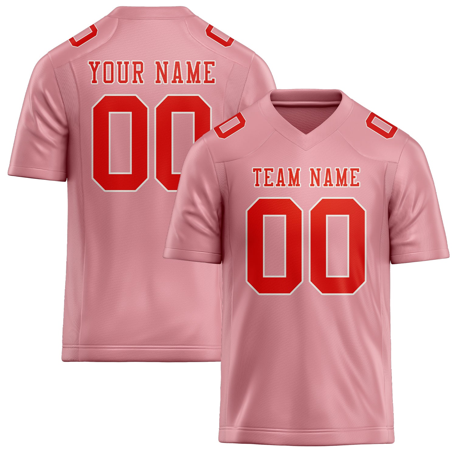 Maillot de football personnalisé rose clair, orange et rouge