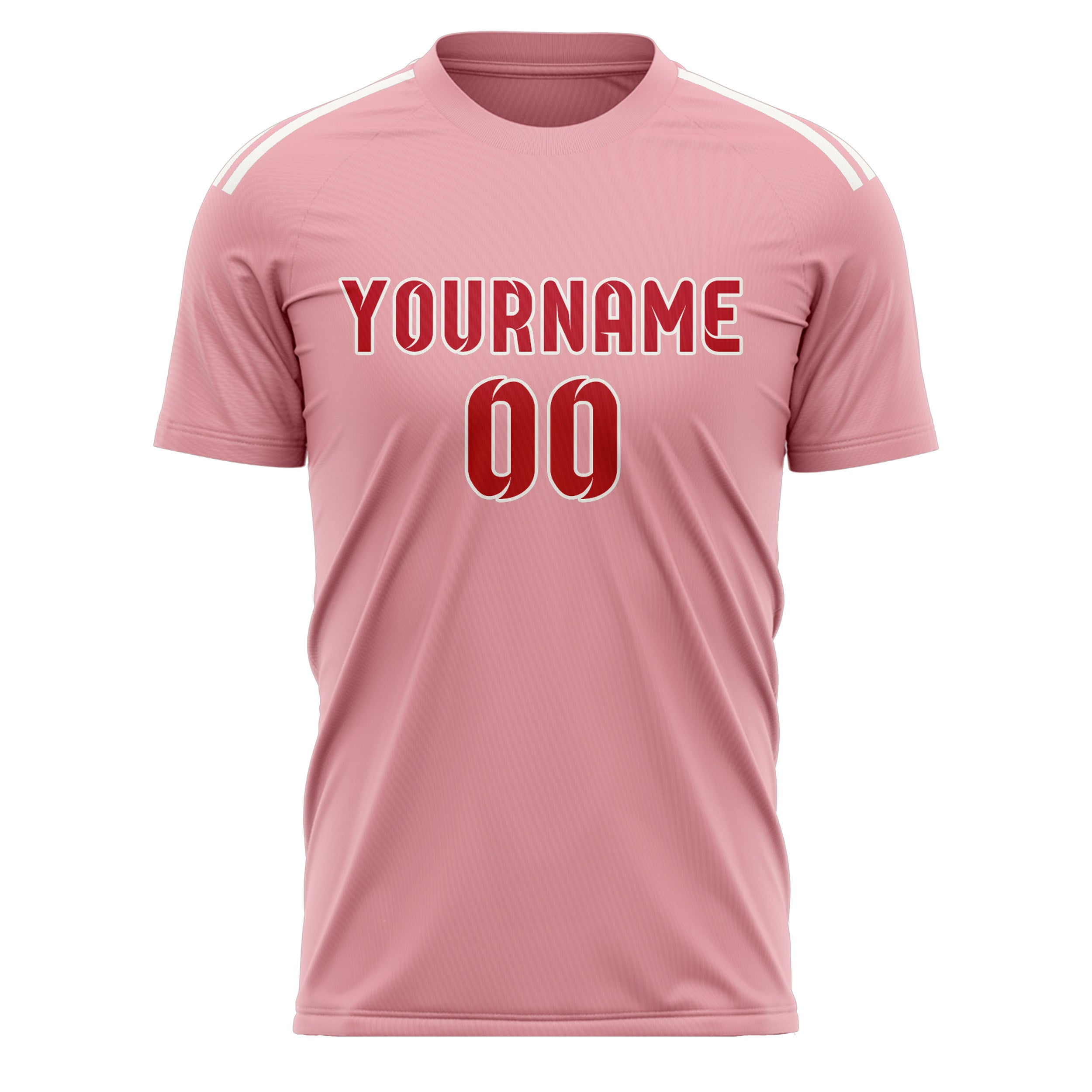 Maillot de football personnalisé rose clair et rouge