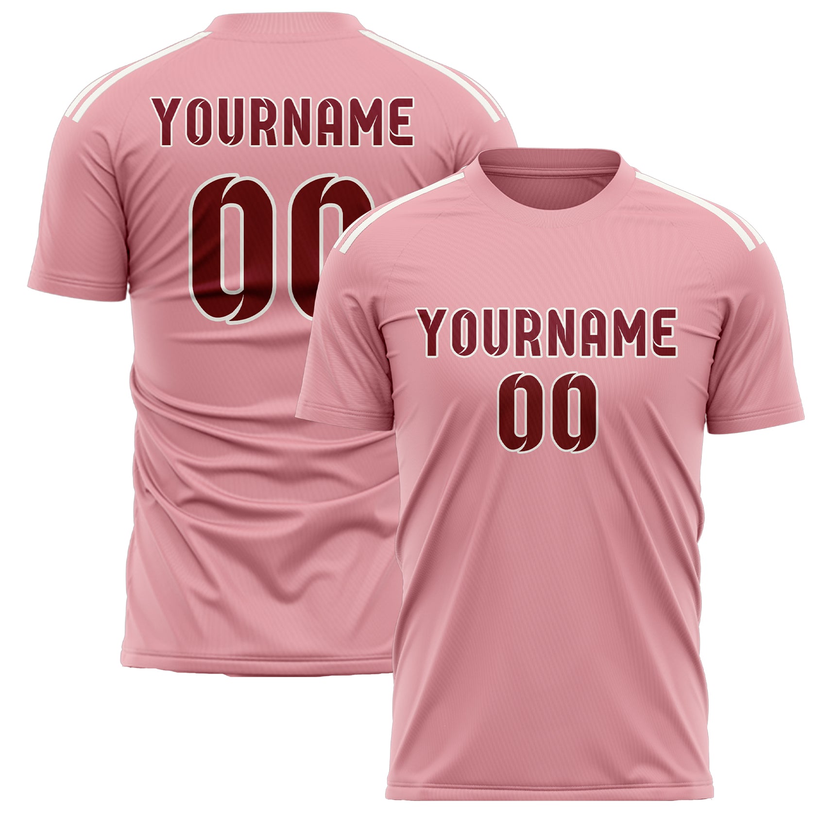 Maillot de football personnalisé rose clair et rouge cramoisi