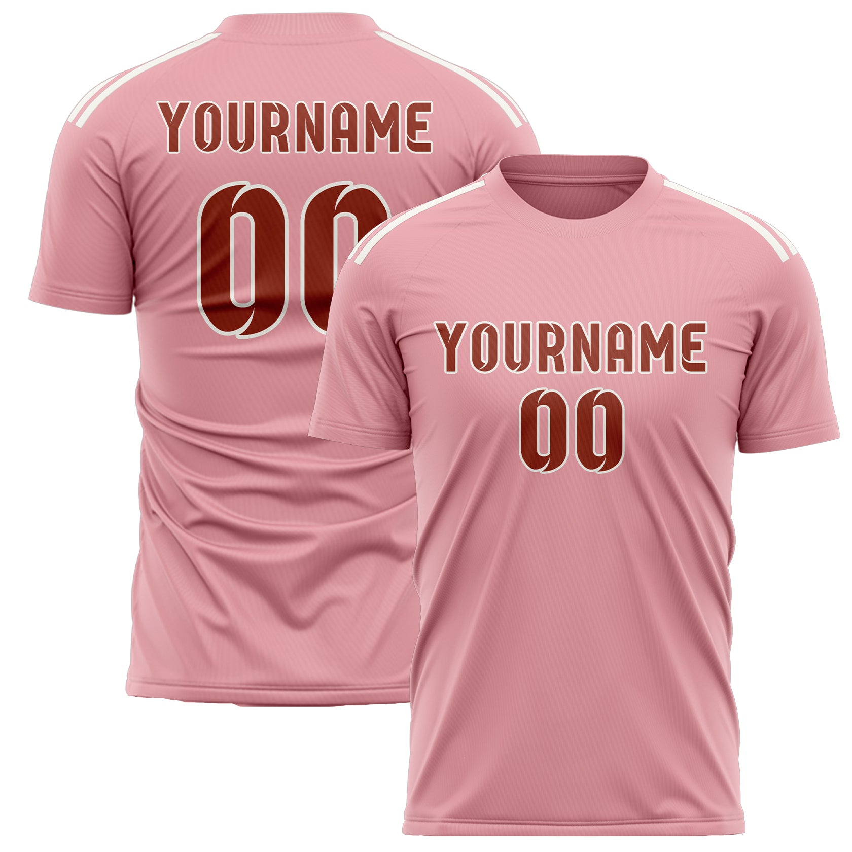 Maillot de football personnalisé rose clair et corail rouge