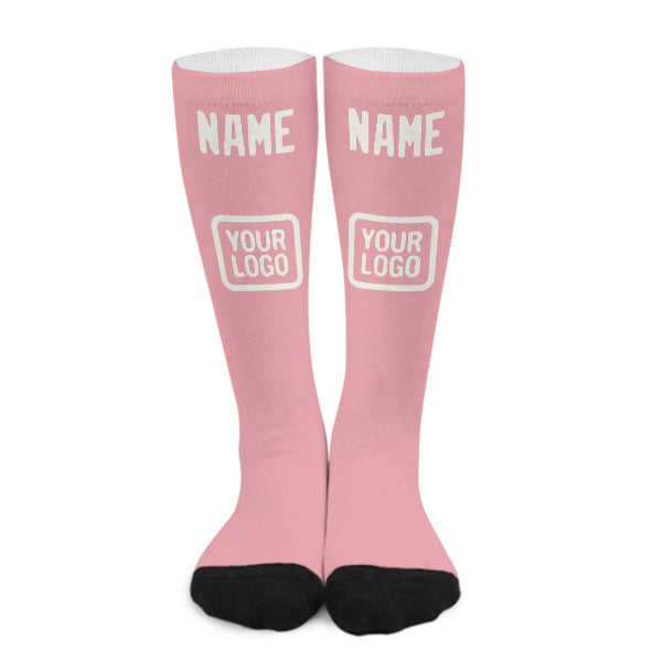 Chaussettes hautes roses et blanches personnalisées