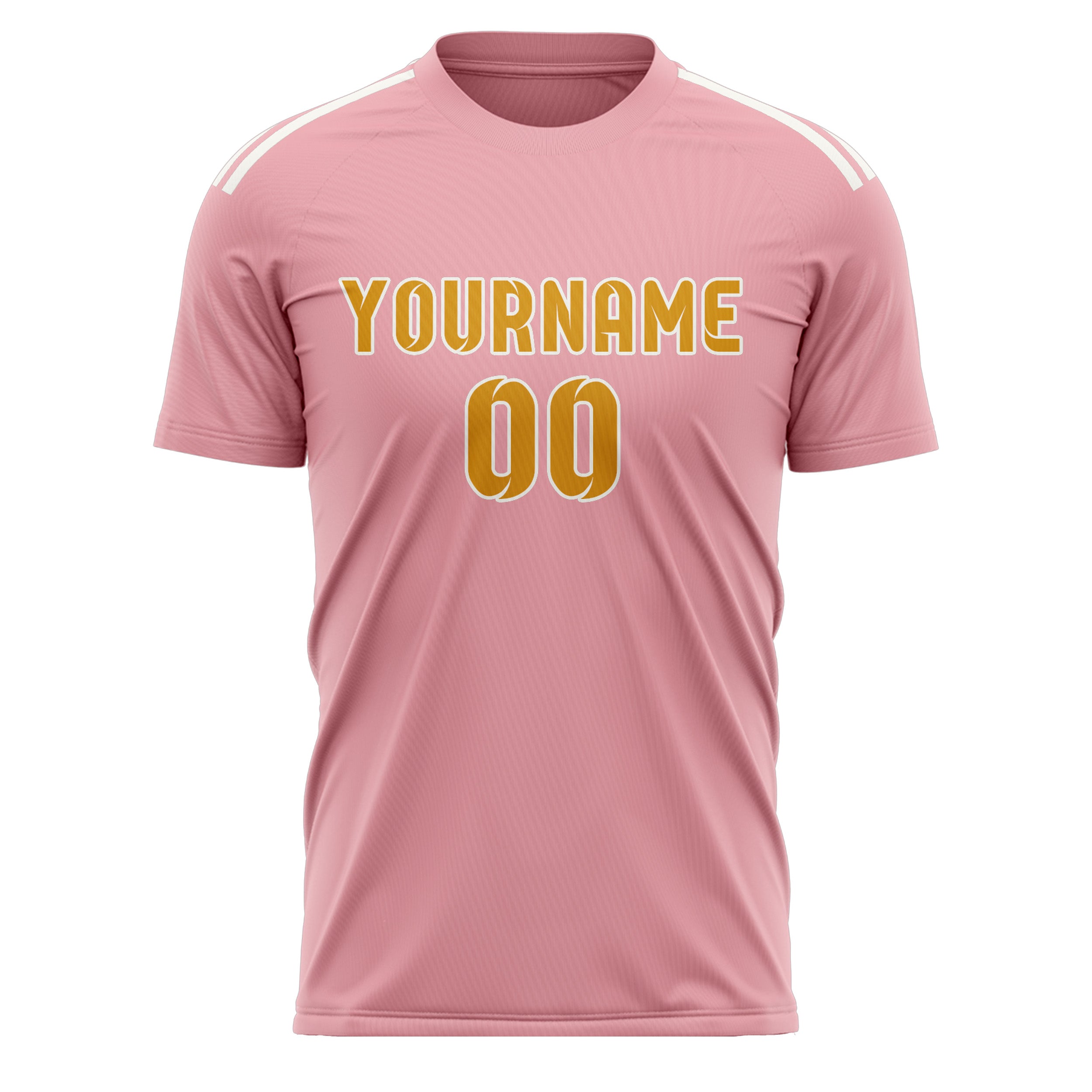 Maillot de football personnalisé rose clair et jaune