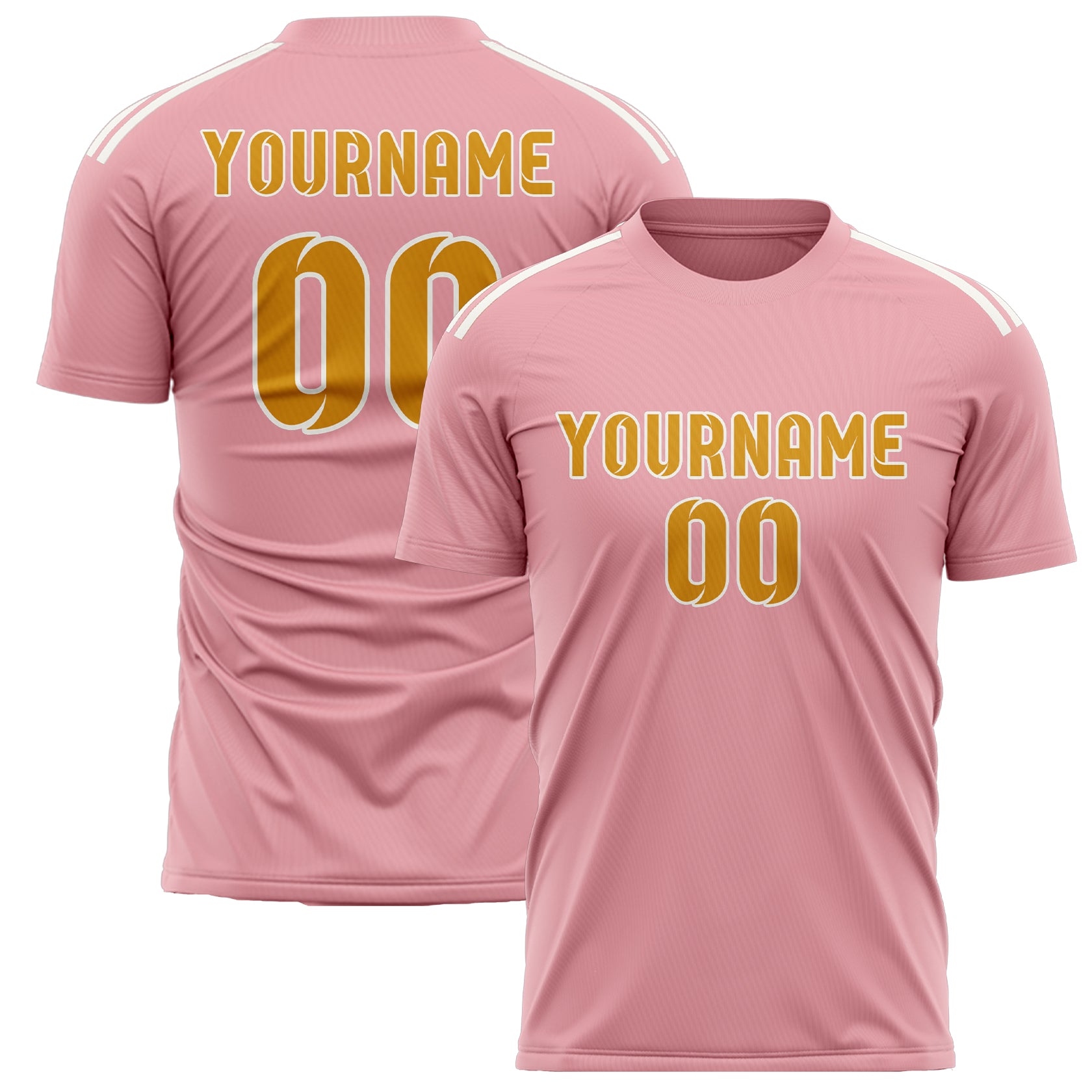 Maillot de football personnalisé rose clair et jaune