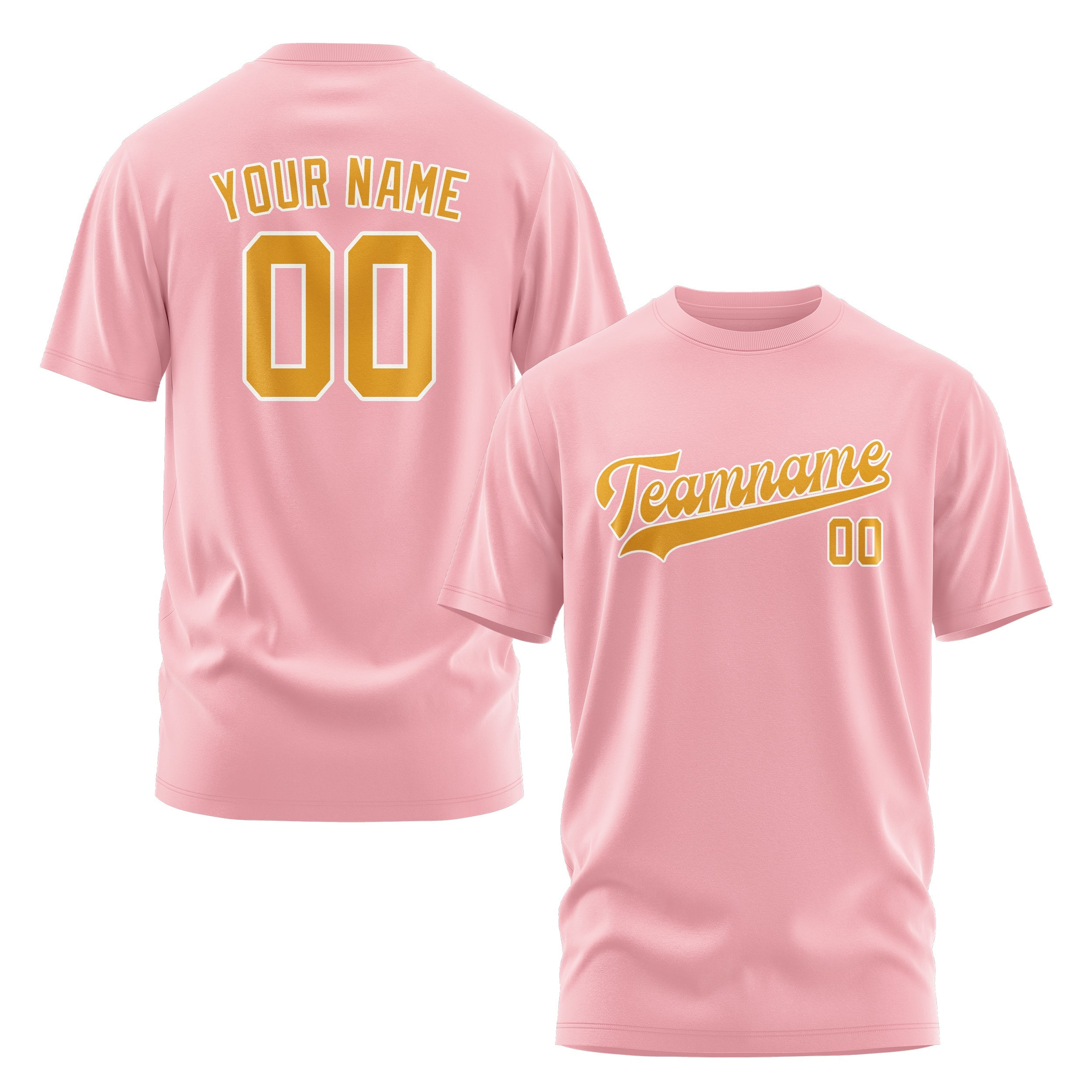 Custom Light Pink Yellow T-Shirt