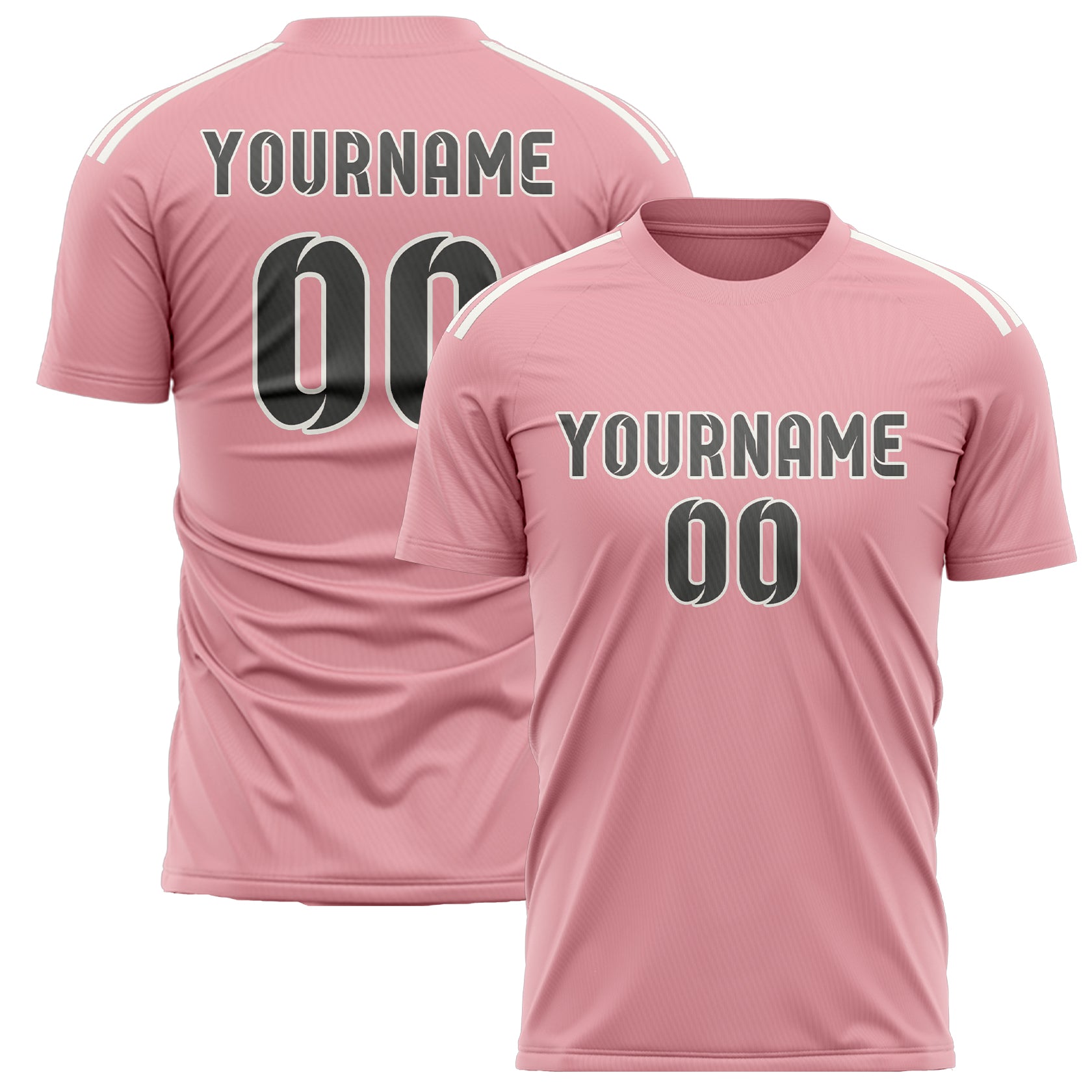 Maillot de football personnalisé rose clair et gris foncé