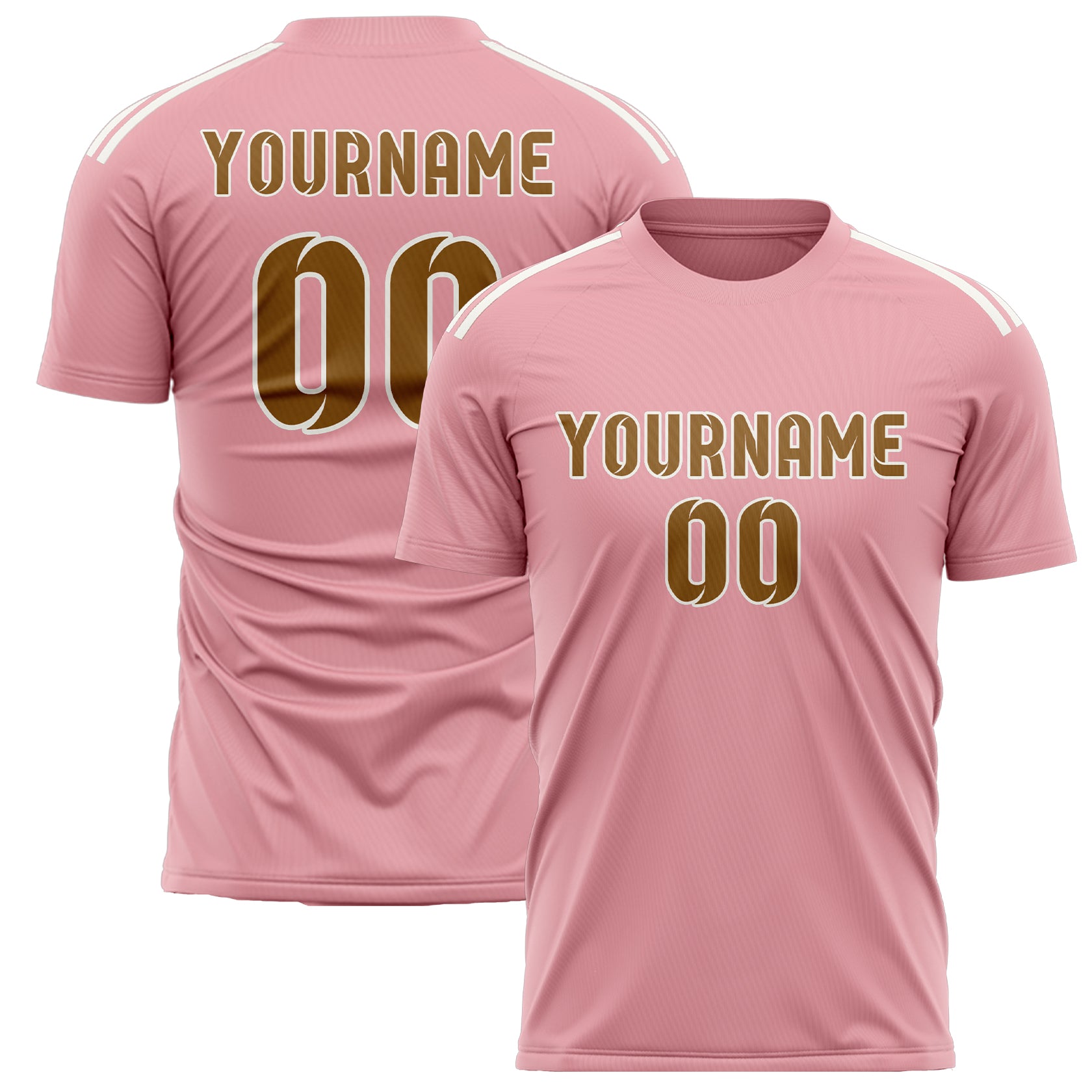 Maillot de football personnalisé rose clair et kaki