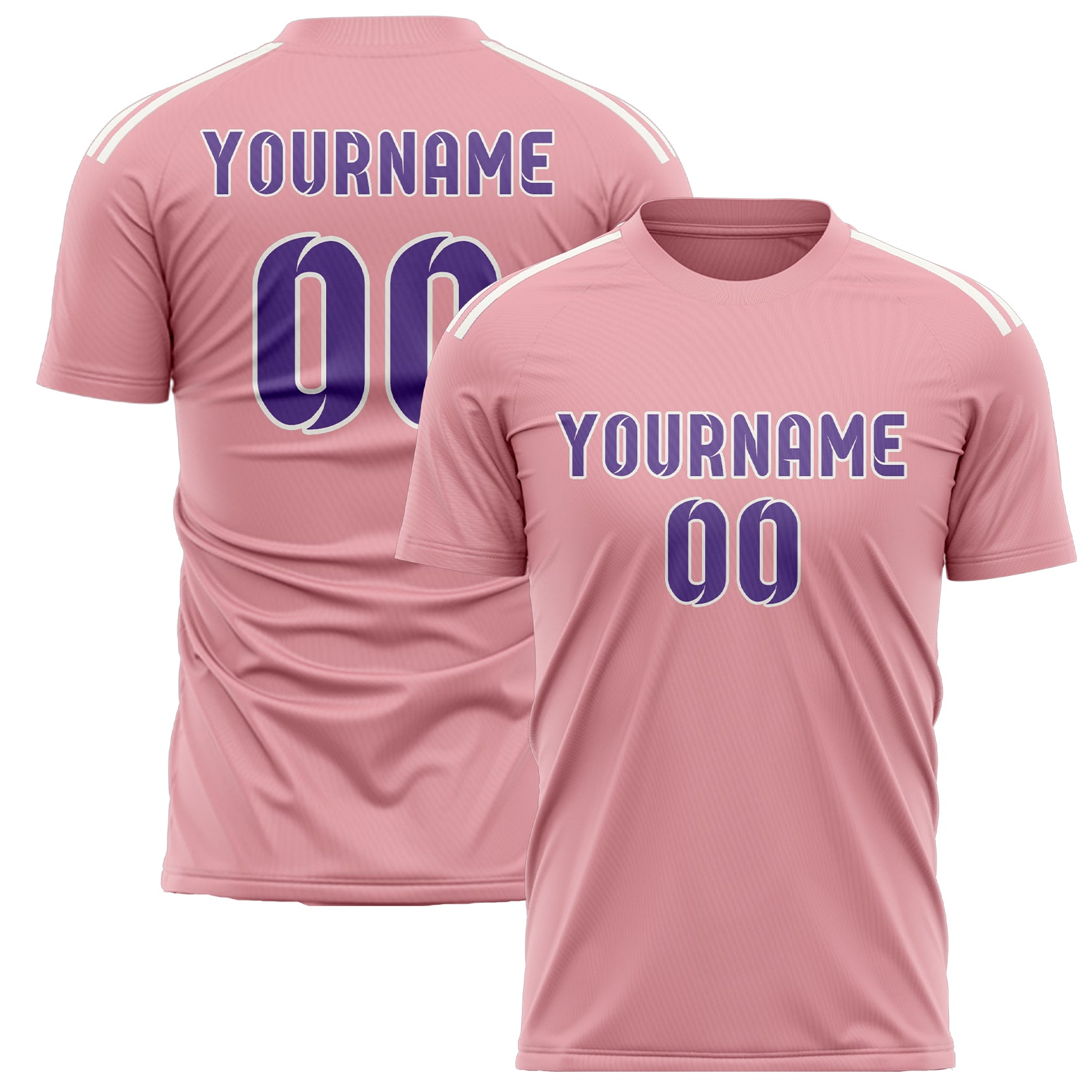 Maillot de football personnalisé rose clair et violet clair