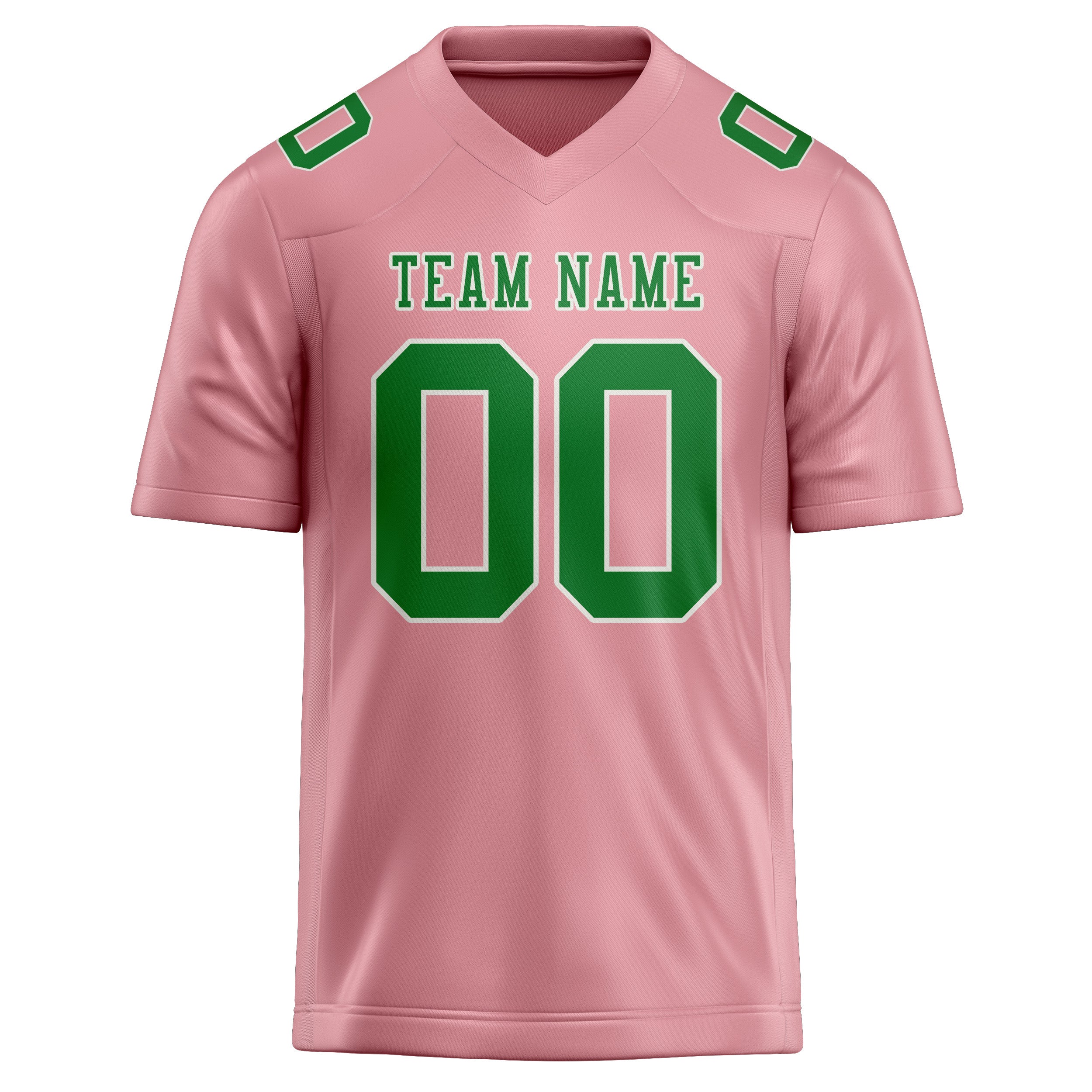 Maillot de football personnalisé rose clair et vert émeraude